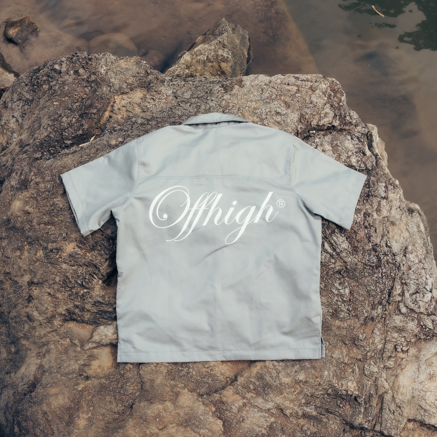 OFFHIGH RANGE GRAY BUTTON UP POLO