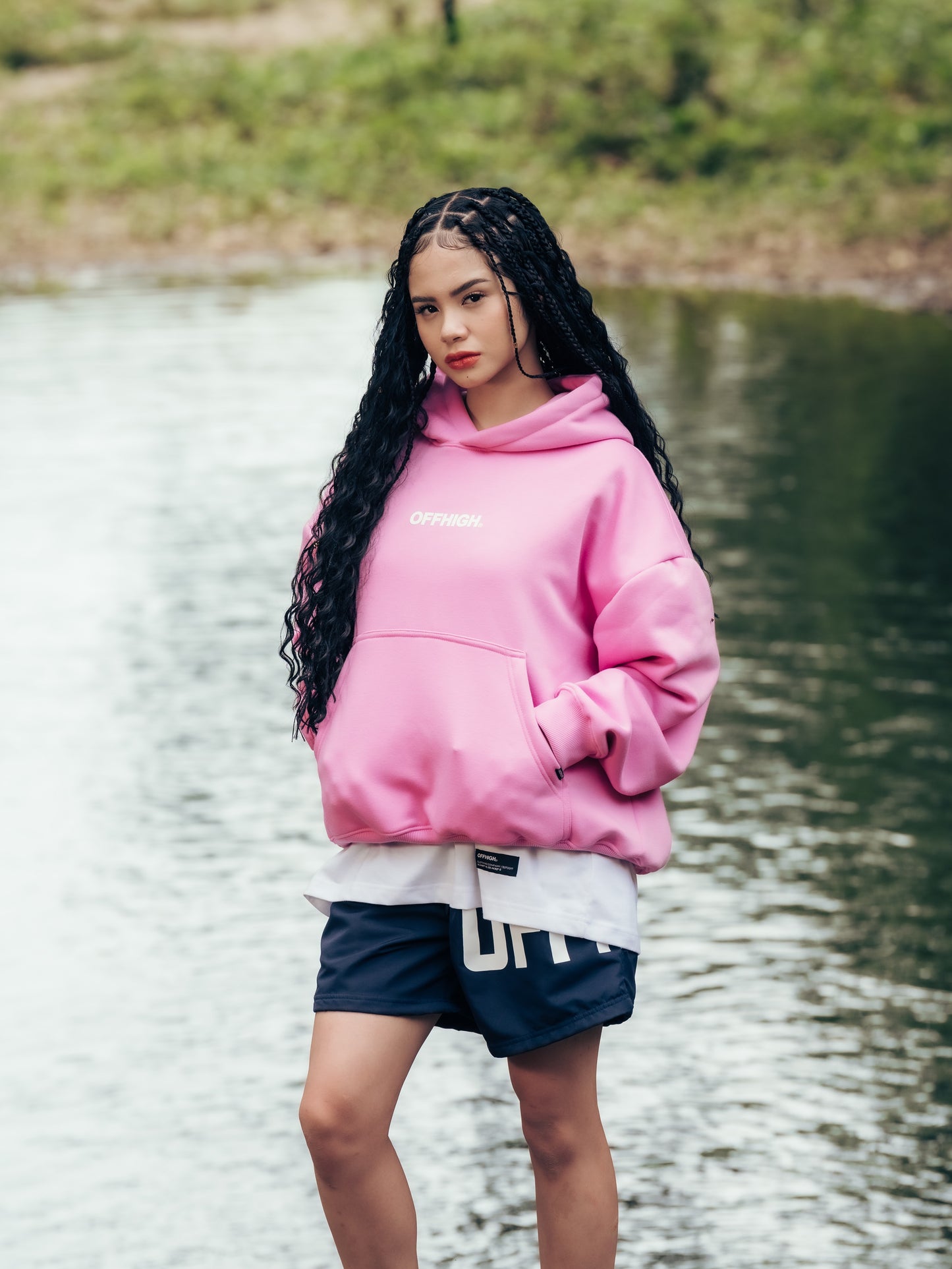 OFFHIGH OG PULL OVER PINK HOODIE