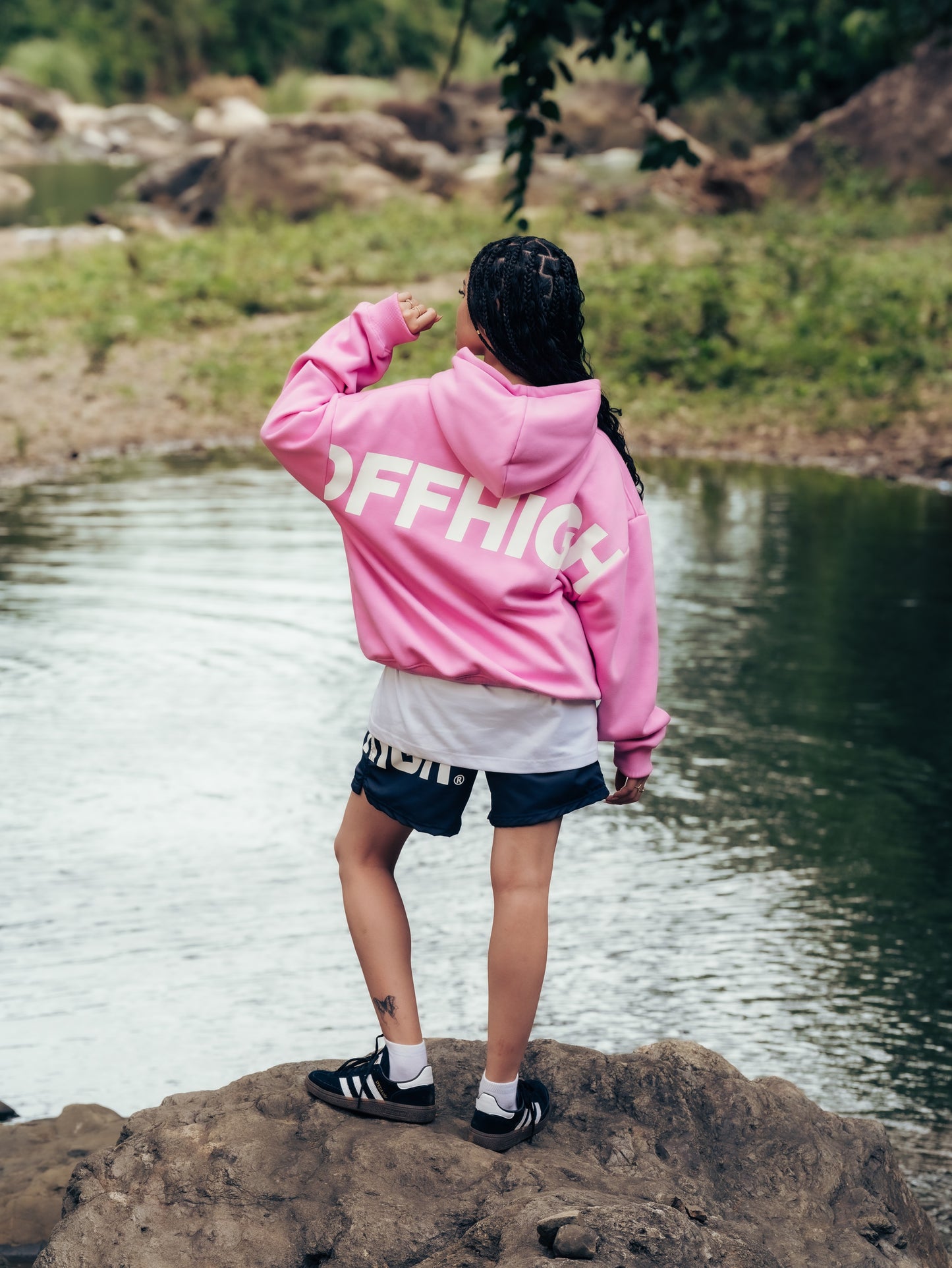 OFFHIGH OG PULL OVER PINK HOODIE