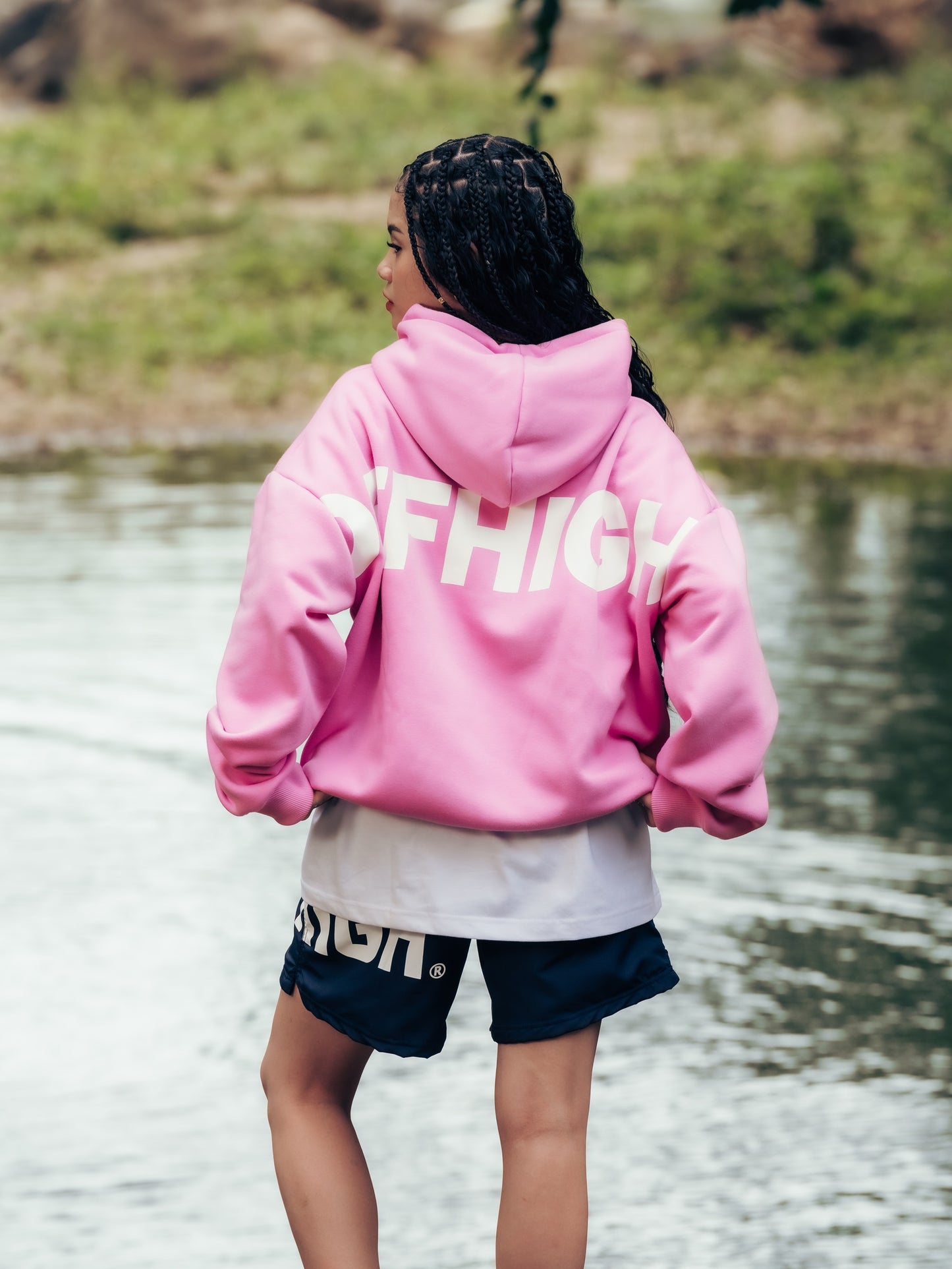 OFFHIGH OG PULL OVER PINK HOODIE