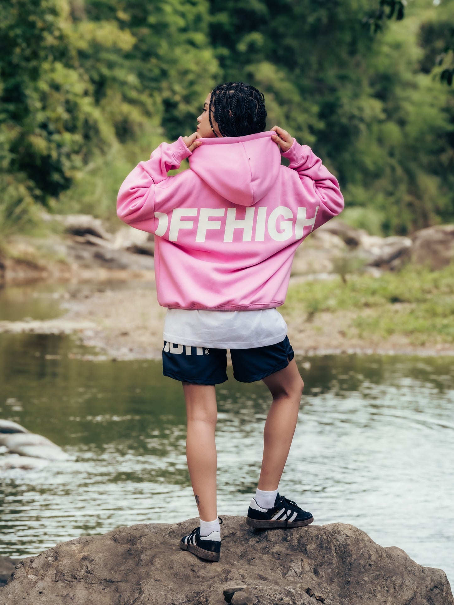 OFFHIGH OG PULL OVER PINK HOODIE