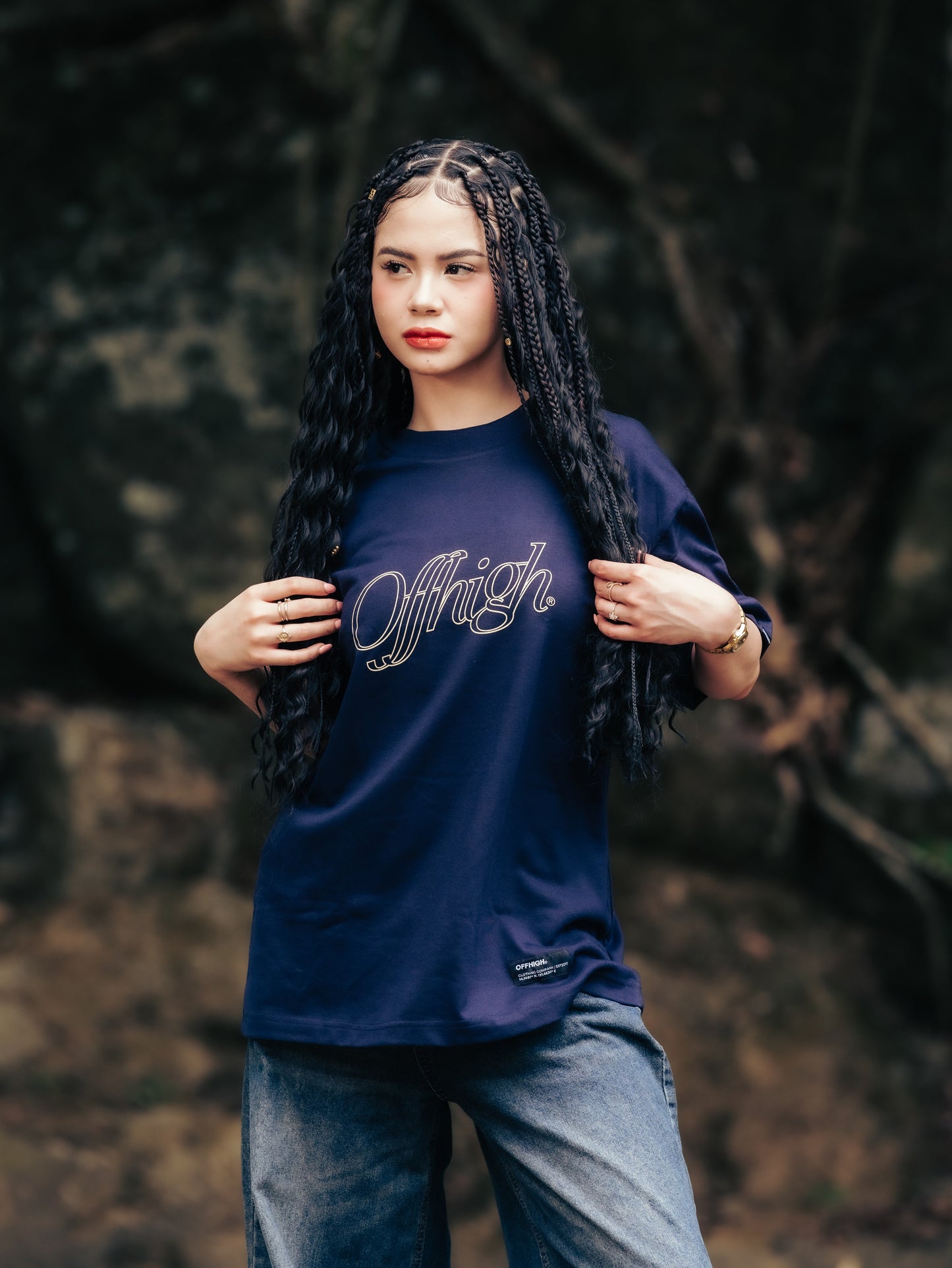 OFFHIGH PLEASURE NAVY BLUE TSHIRT