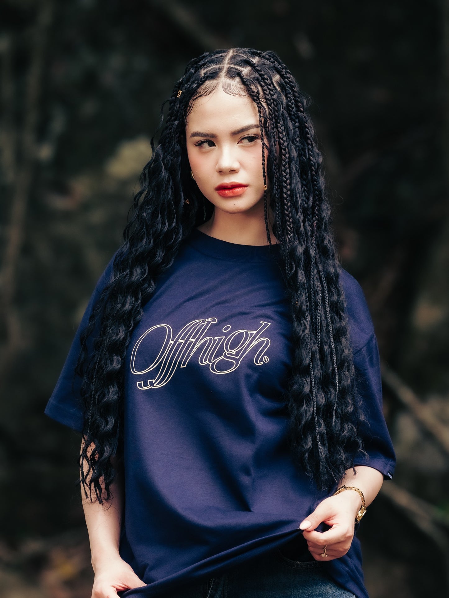 OFFHIGH PLEASURE NAVY BLUE TSHIRT