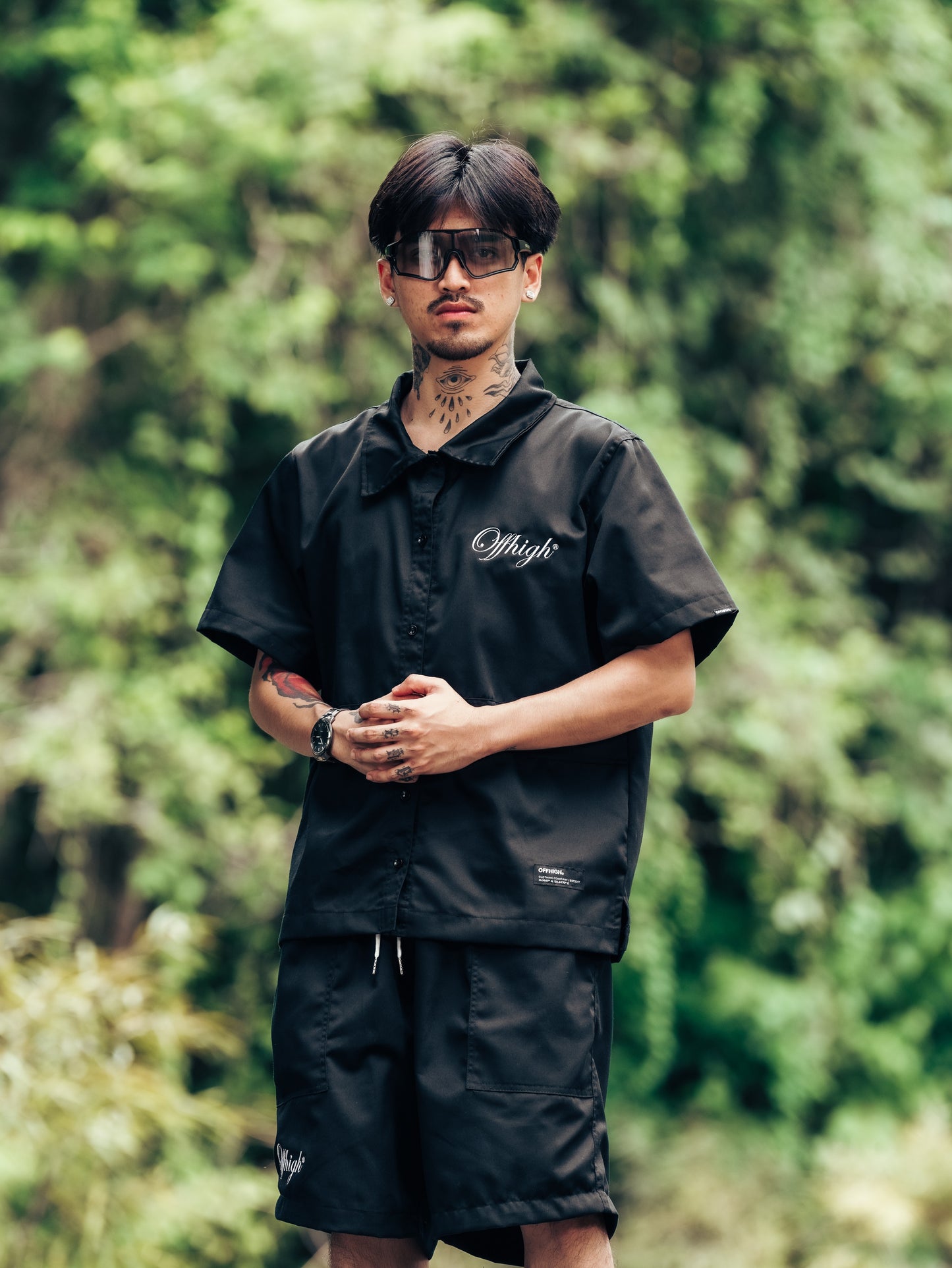 OFFHIGH RANGE BLACK BUTTON UP POLO
