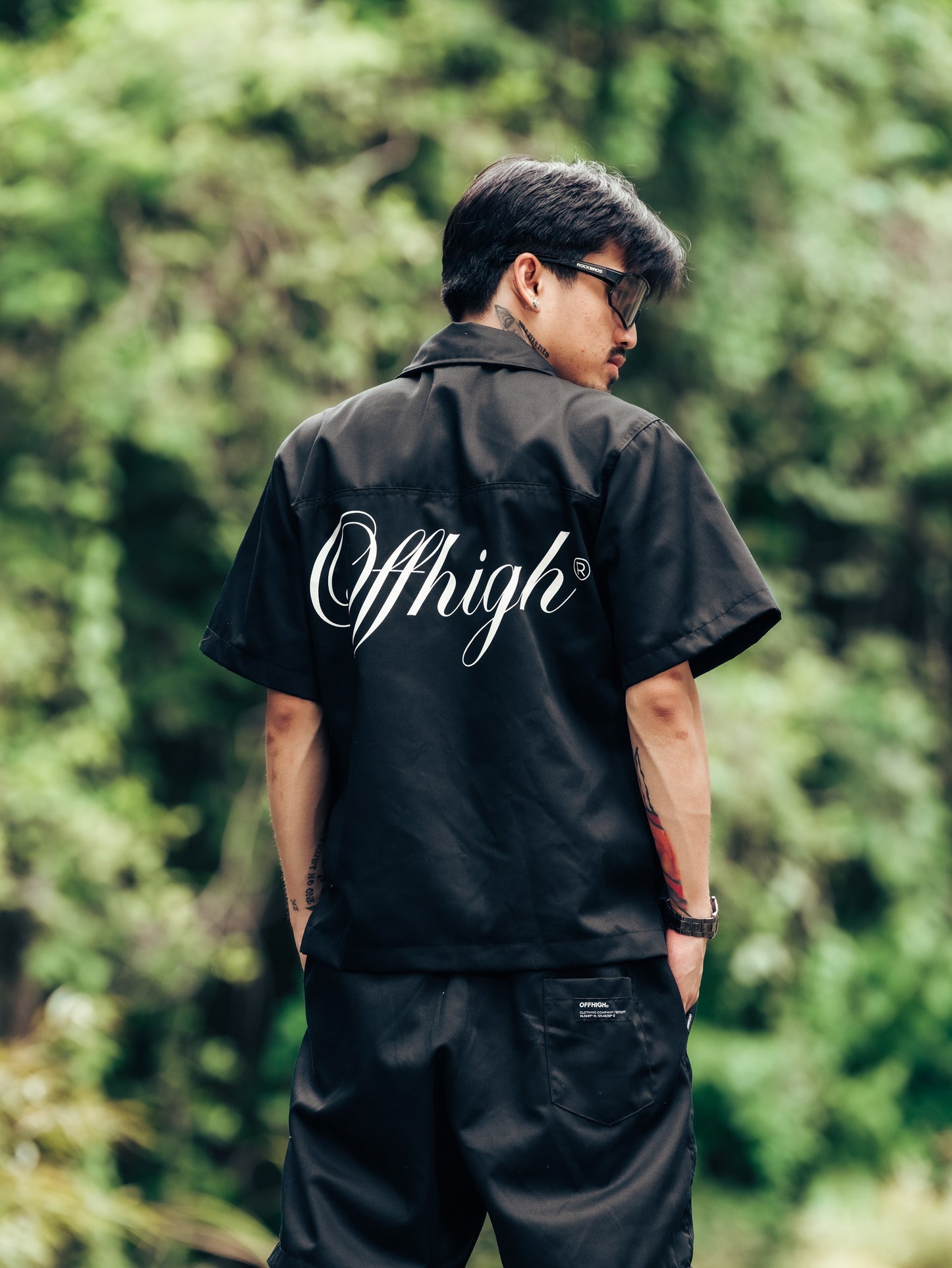 OFFHIGH RANGE BLACK BUTTON UP POLO