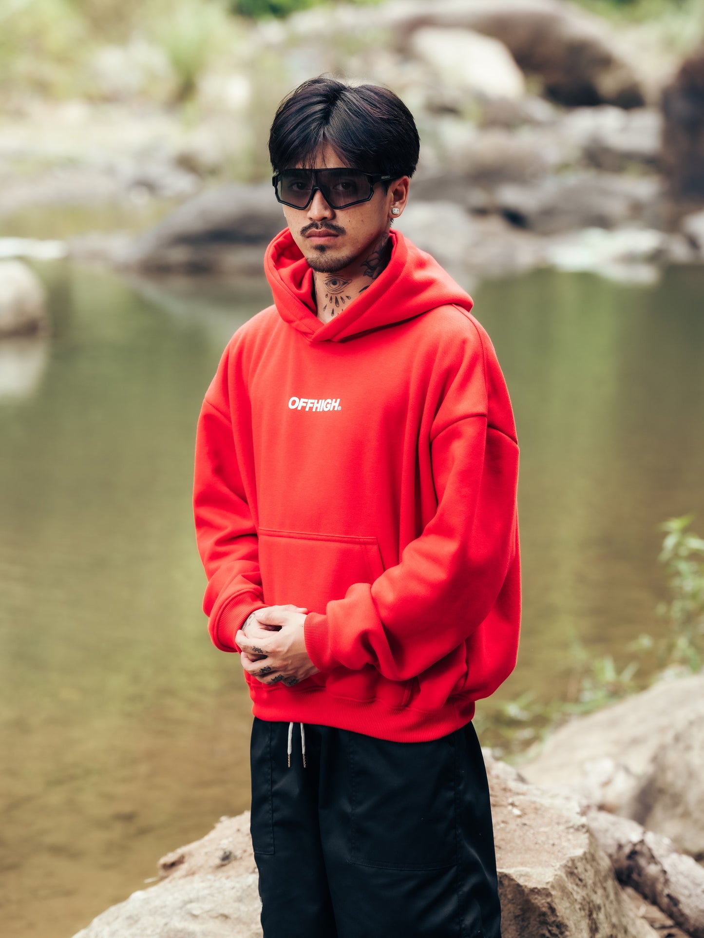 OFFHIGH OG PULL OVER RED HOODIE