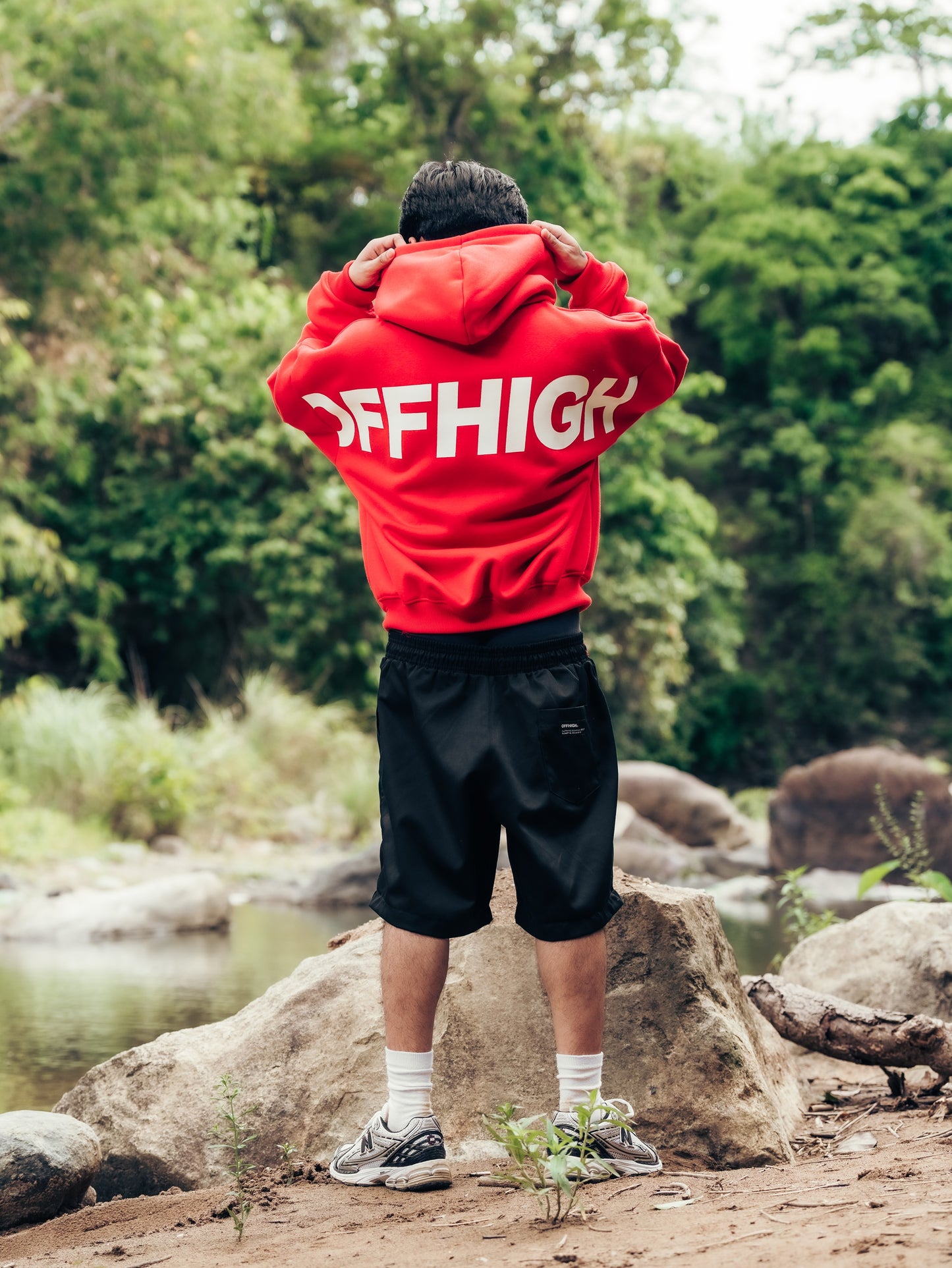 OFFHIGH OG PULL OVER RED HOODIE