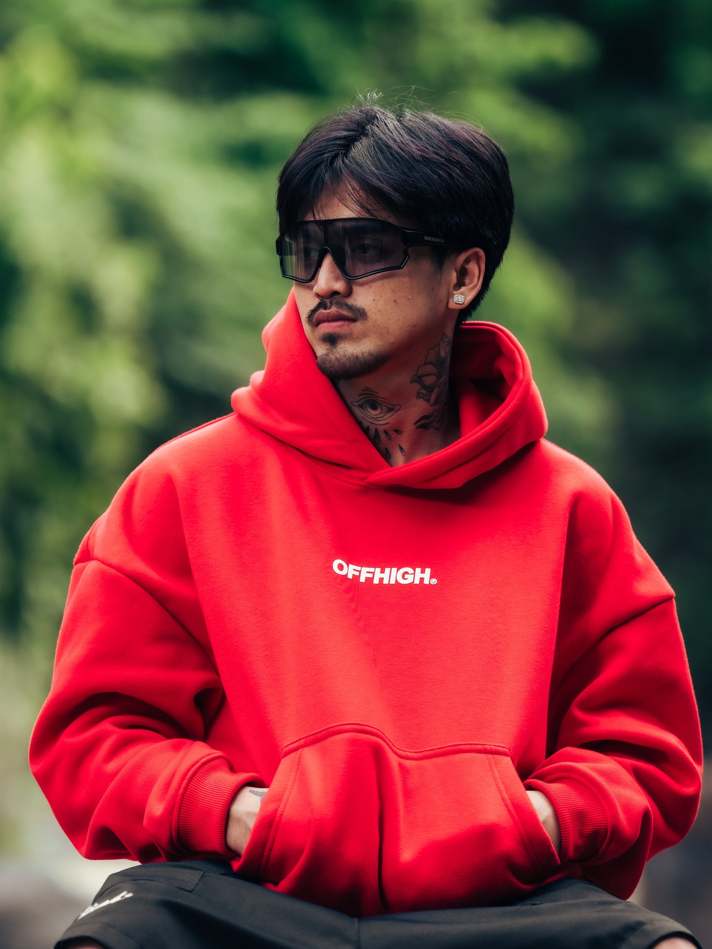 OFFHIGH OG PULL OVER RED HOODIE