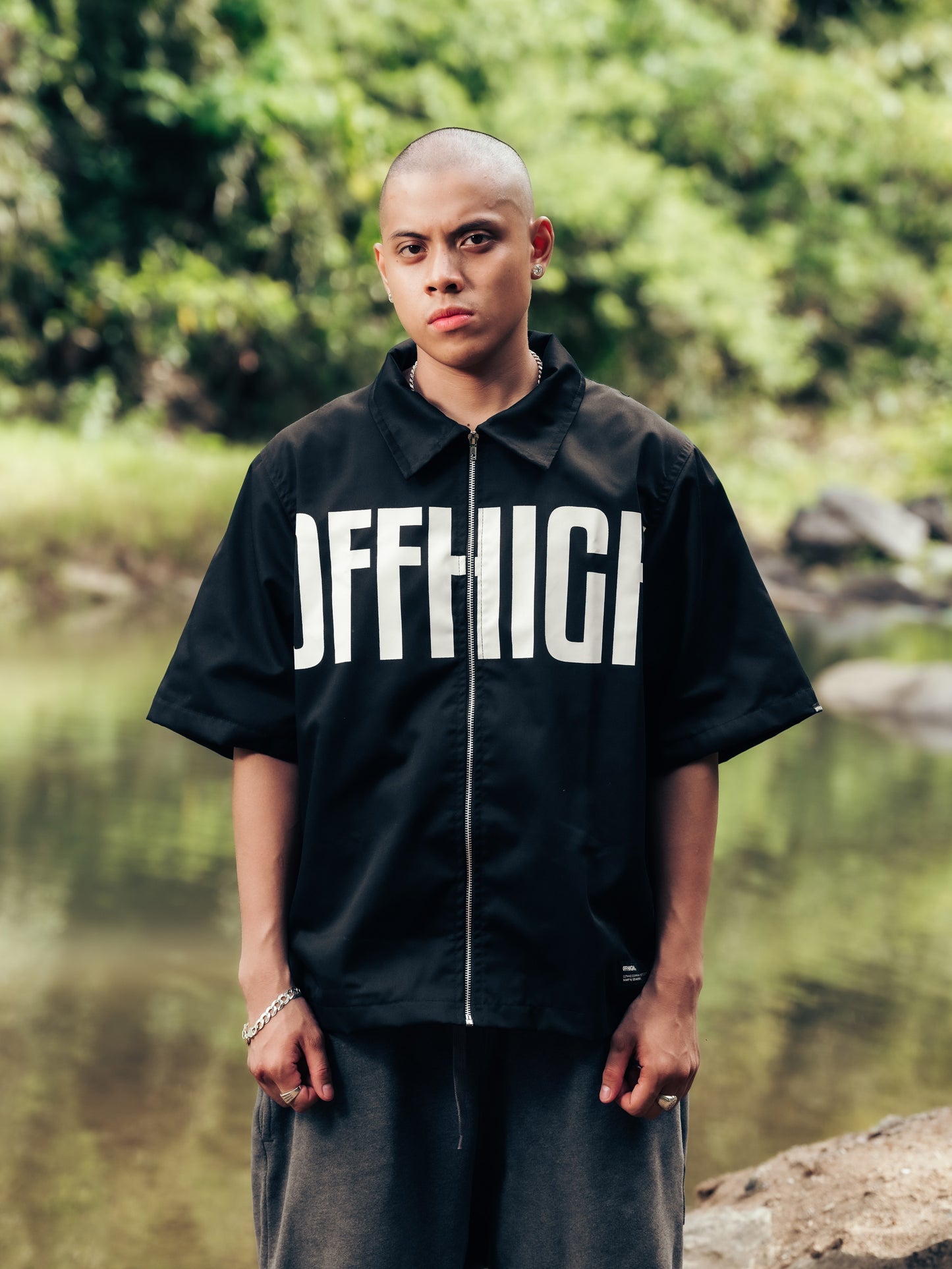 OFFHIGH REVEL FULL ZIP BLACK POLO