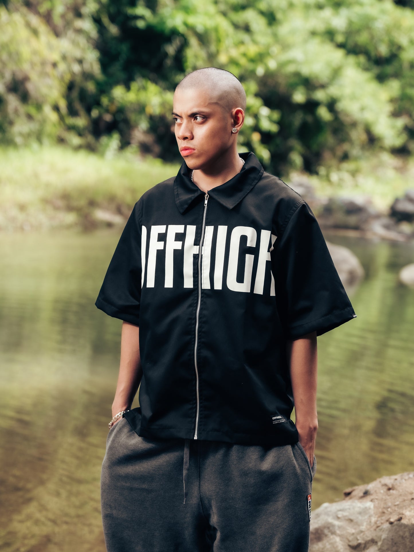 OFFHIGH REVEL FULL ZIP BLACK POLO