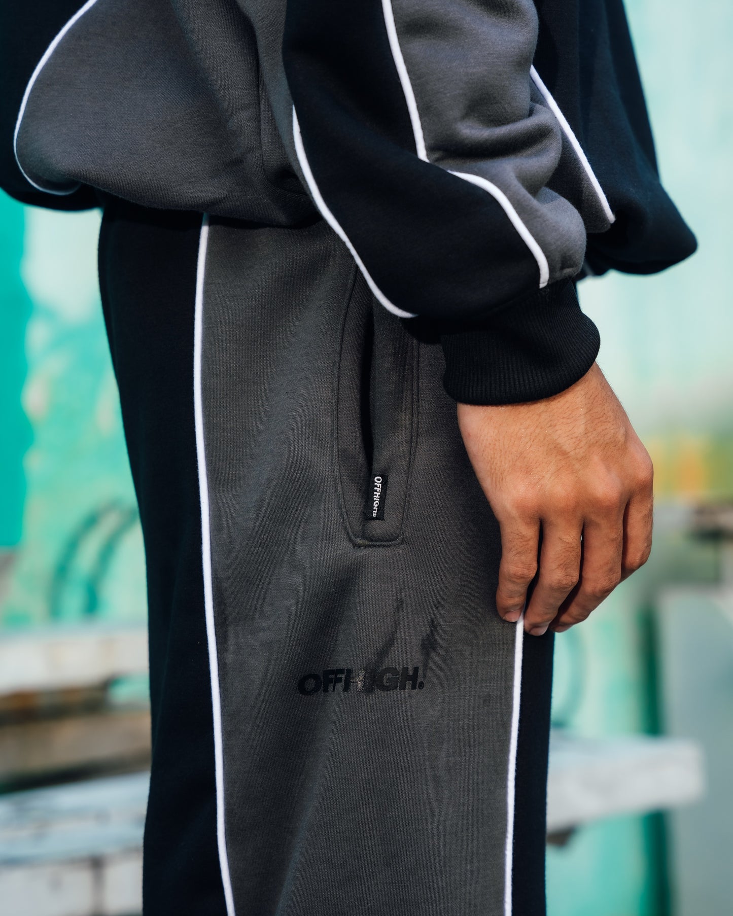 OFFHIGH RUNWAY BLACK TRACK PANTS