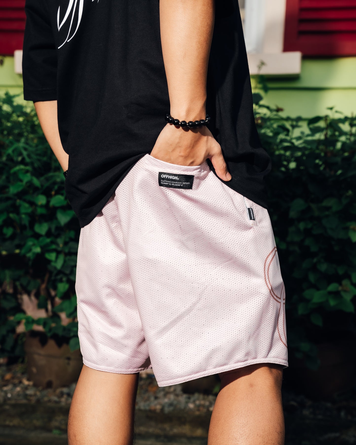 OFFHIGH SCRIPT CREAM MESH SHORT (NEW FIT)
