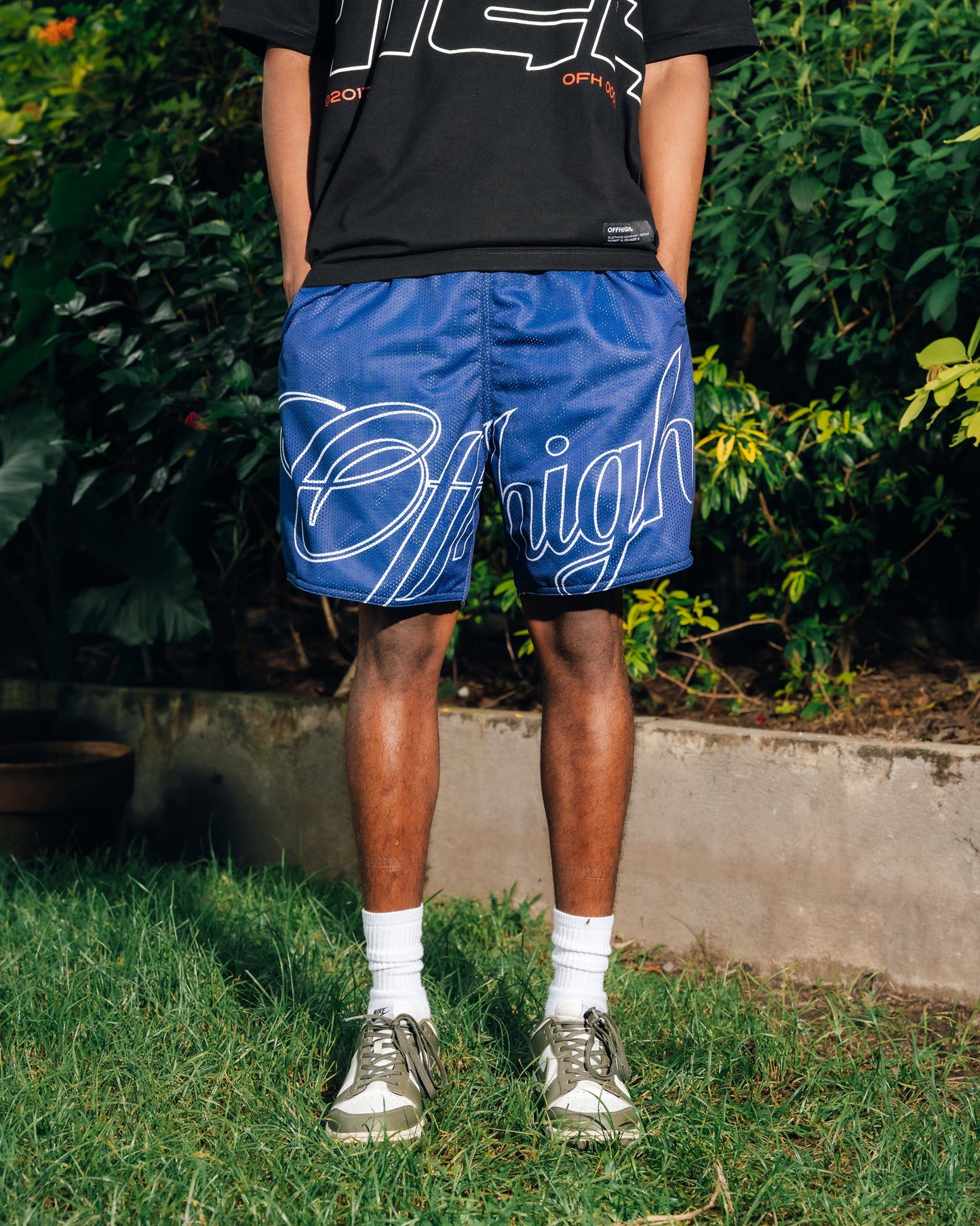 OFFHIGH SCRIPT NAVY BLUE MESH SHORT (NEW FIT)