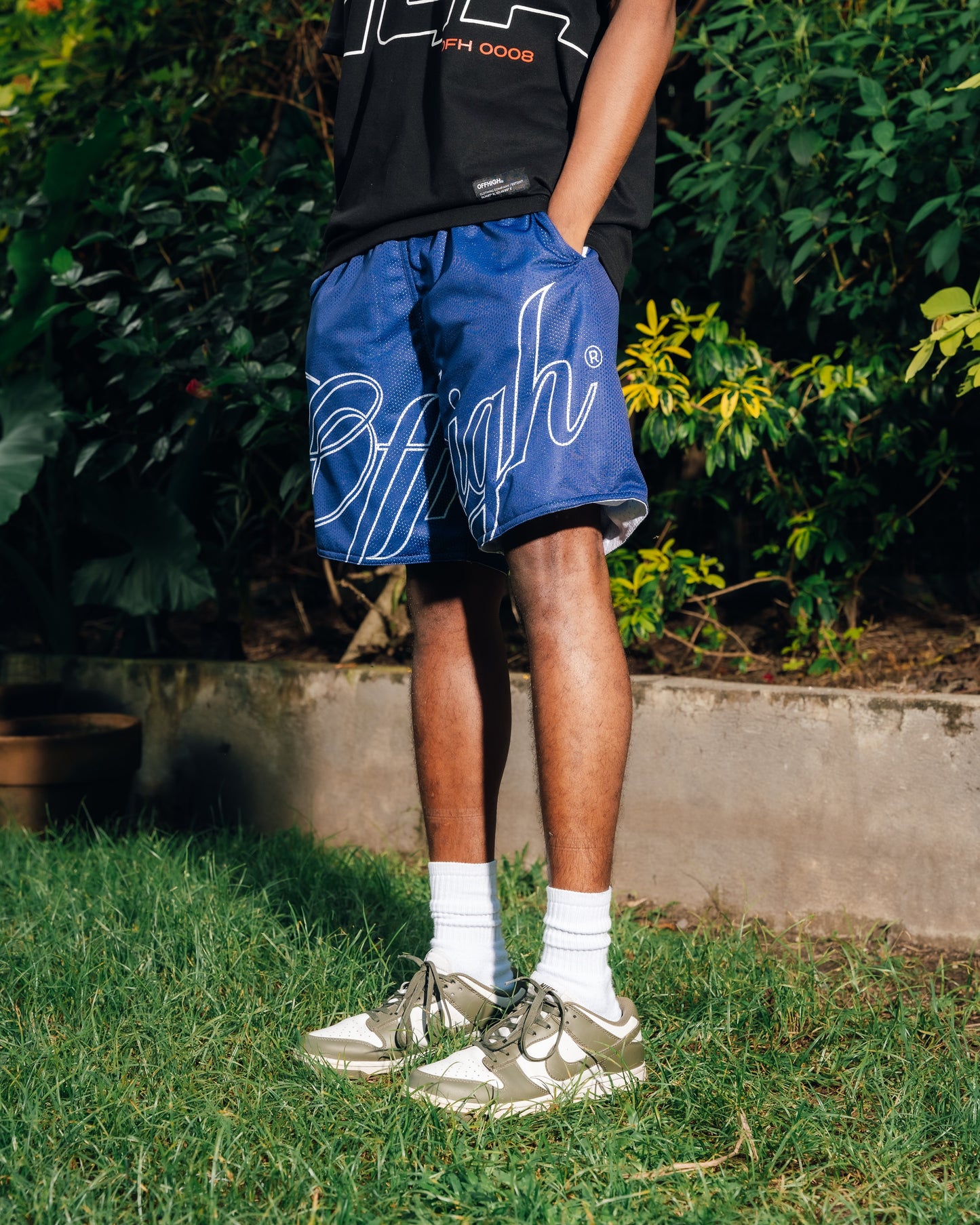 OFFHIGH SCRIPT NAVY BLUE MESH SHORT (NEW FIT)