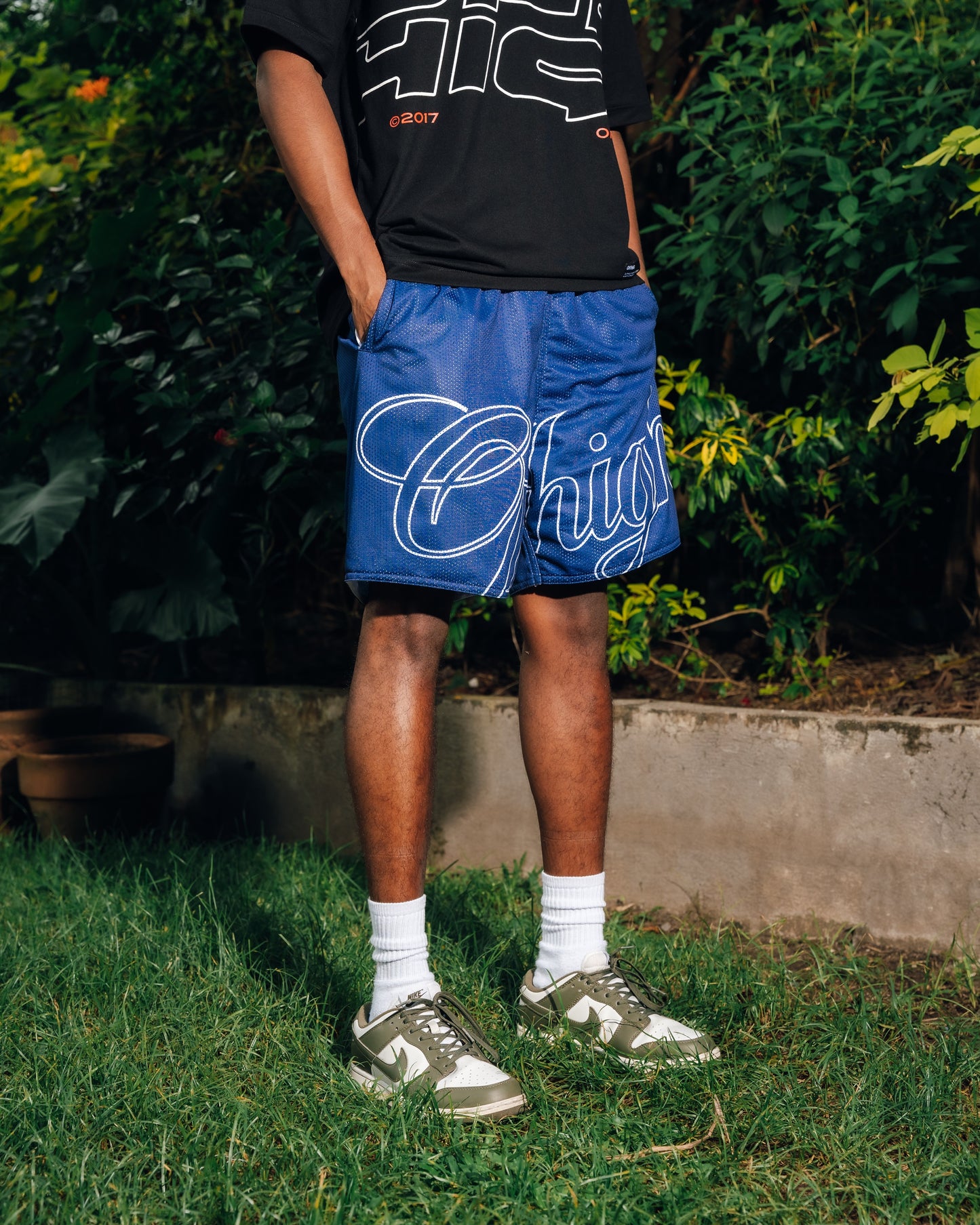 OFFHIGH SCRIPT NAVY BLUE MESH SHORT (NEW FIT)