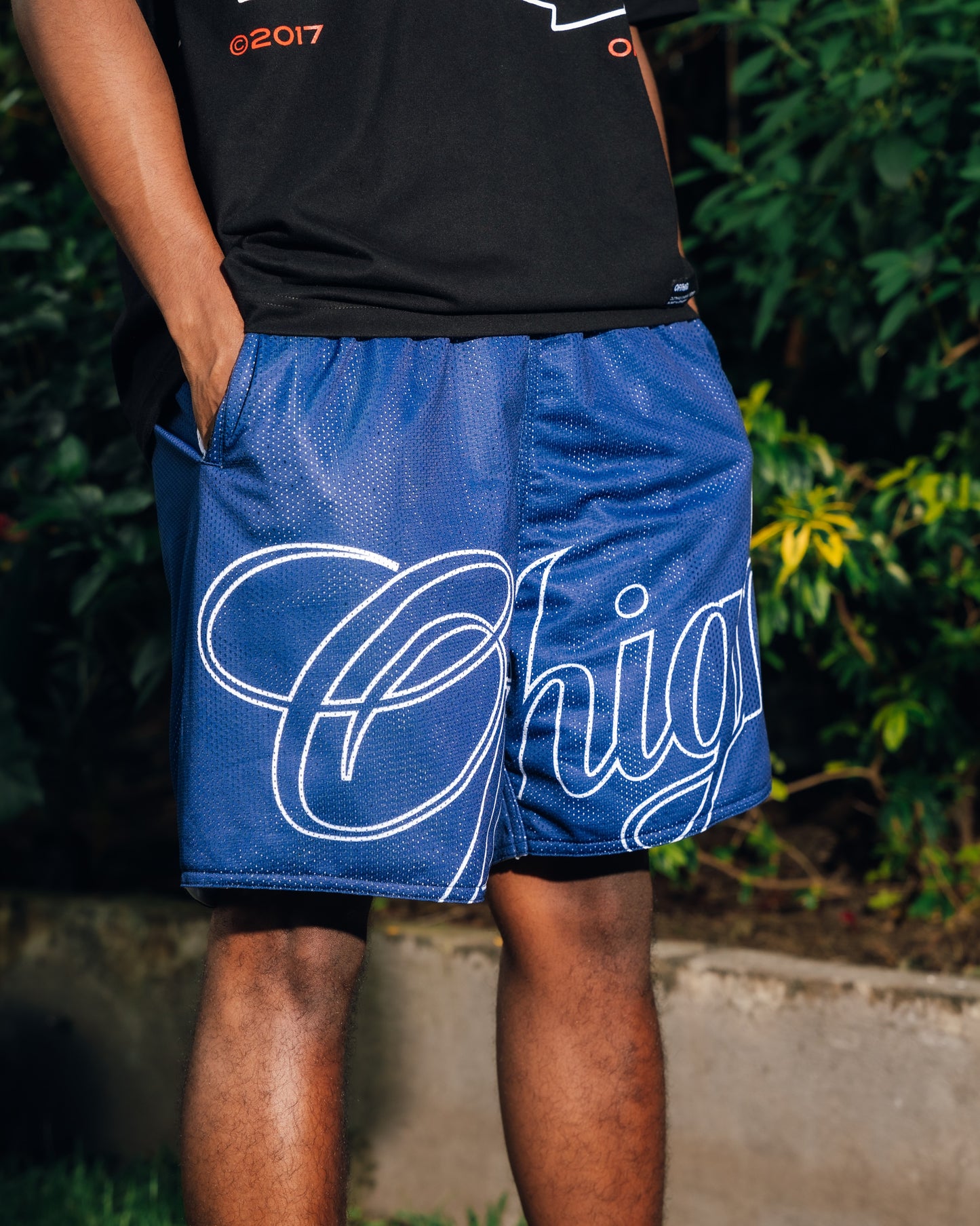 OFFHIGH SCRIPT NAVY BLUE MESH SHORT (NEW FIT)