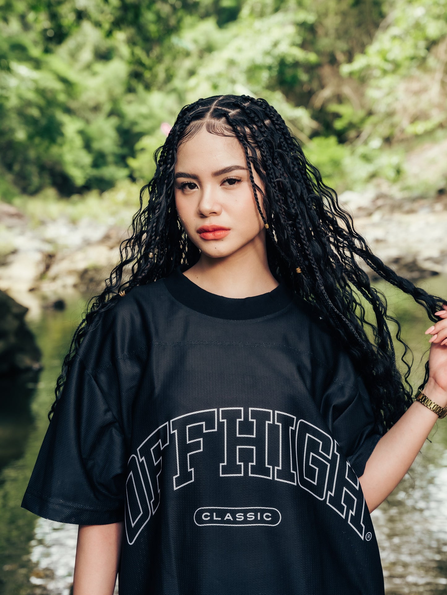 OFFHIGH MESH TEE PIERCE BLACK