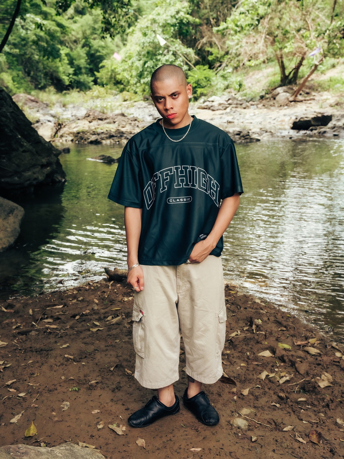 OFFHIGH MESH TEE PIERCE GREEN
