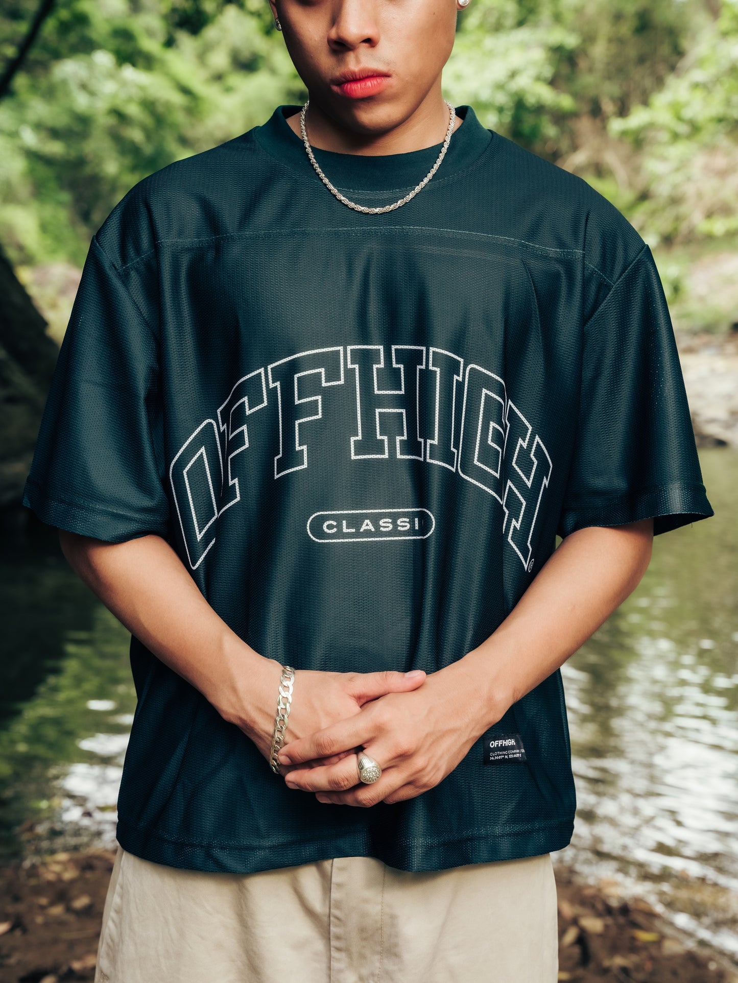 OFFHIGH MESH TEE PIERCE GREEN