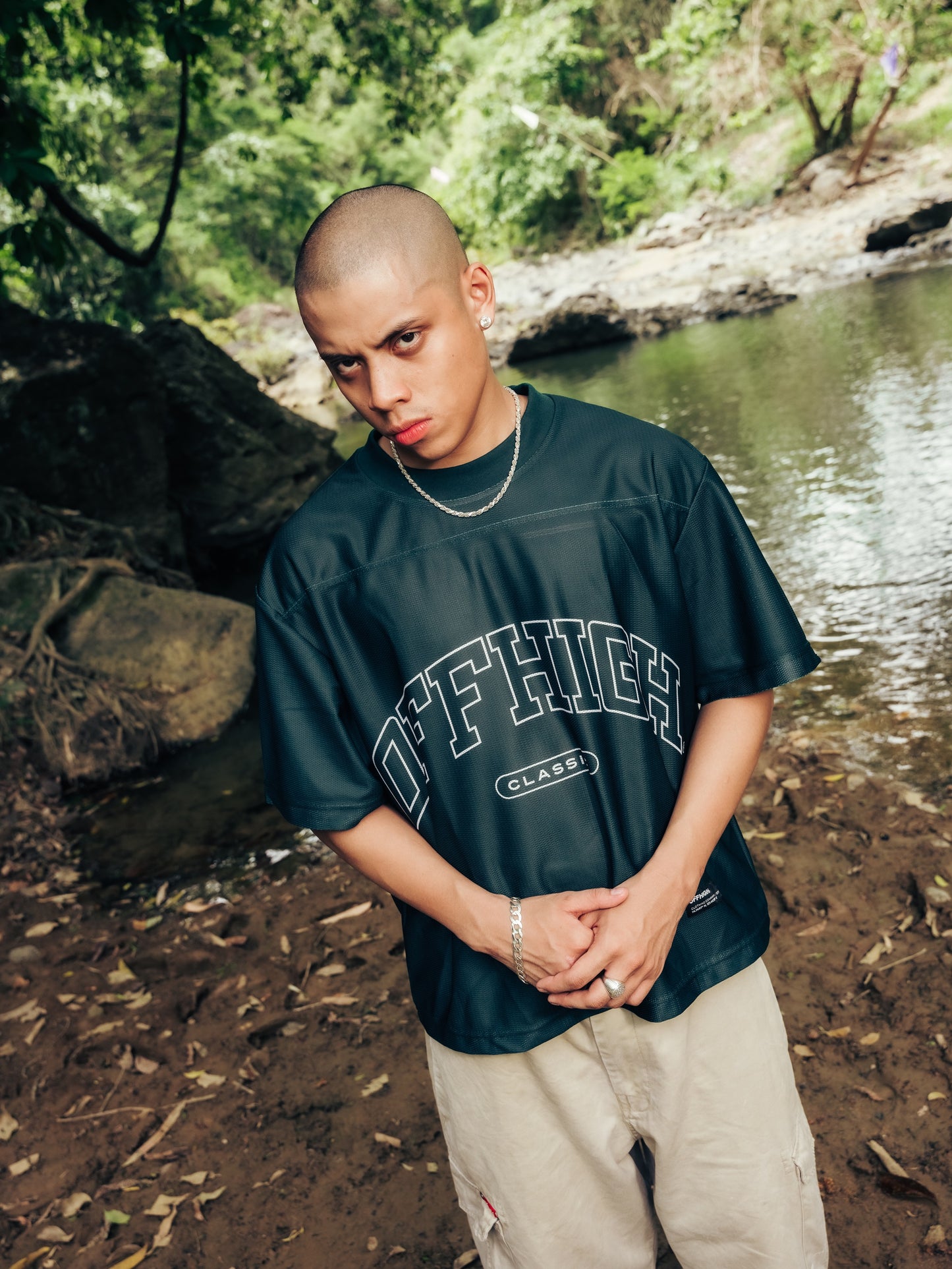 OFFHIGH MESH TEE PIERCE GREEN