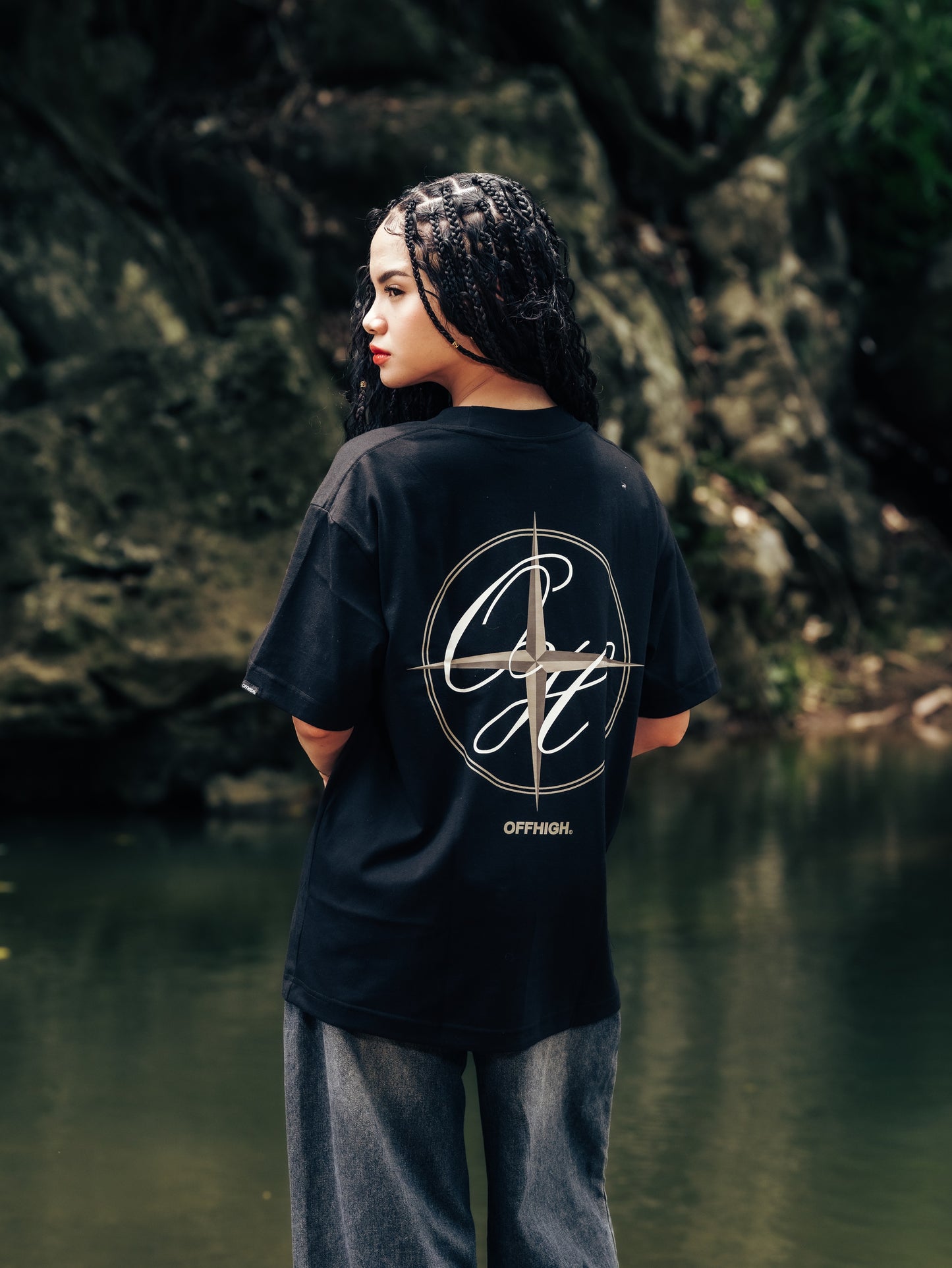OFFHIGH DIRECTION BLACK TSHIRT