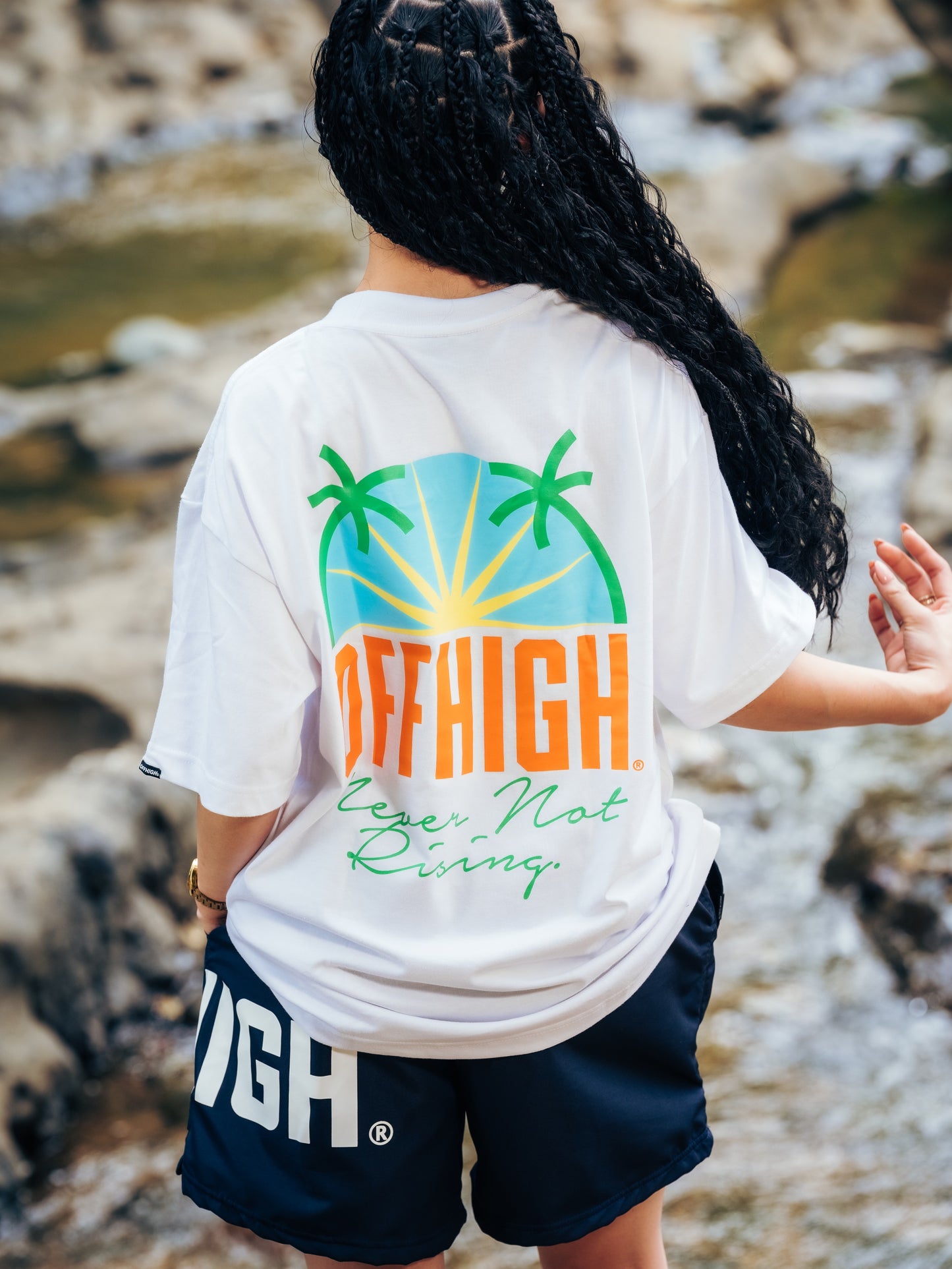 OFFHIGH NEVER NOT RISING WHITE TSHIRT