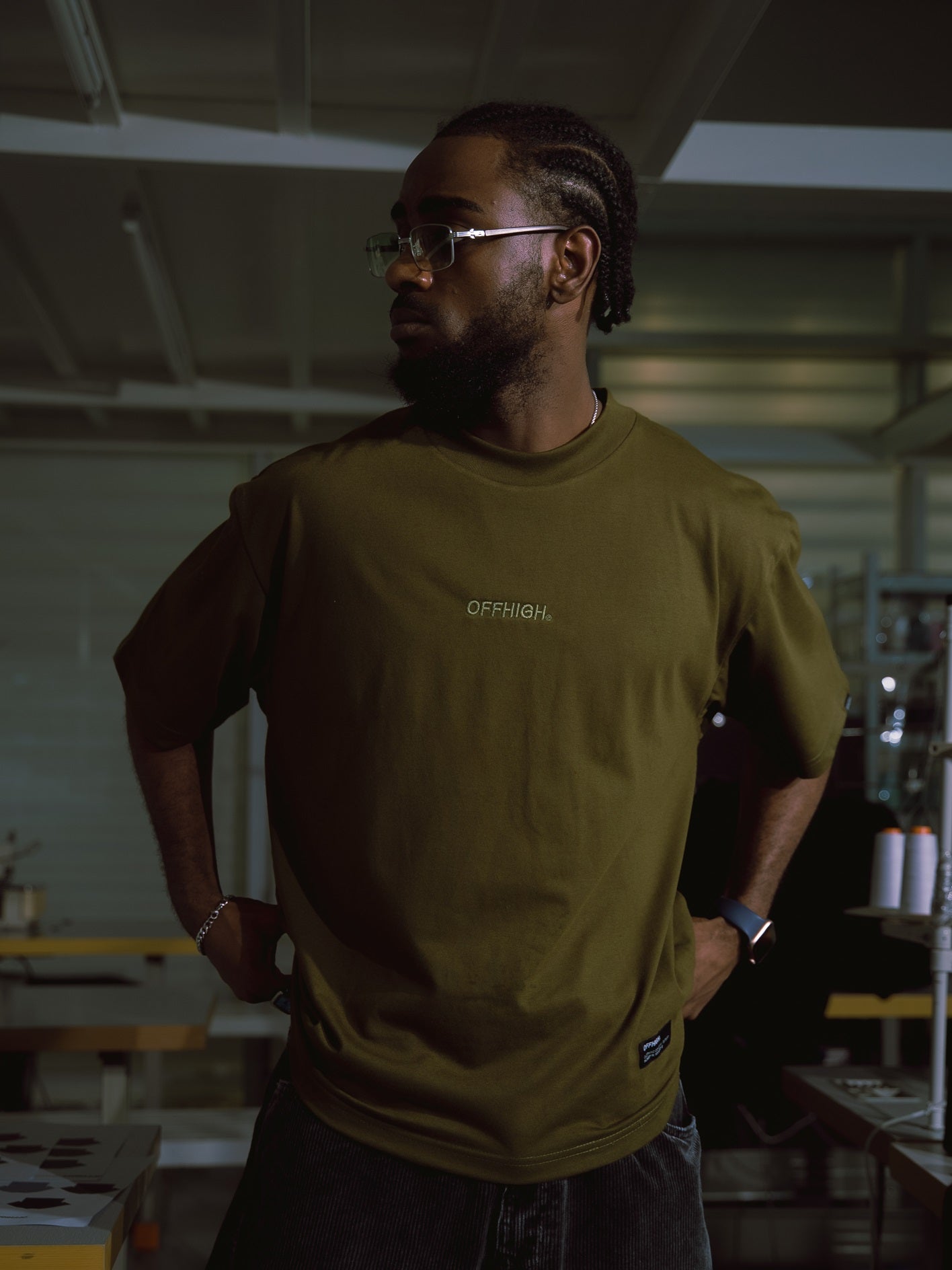 OFFHIGH SHADOW THREAD FATIGUE TSHIRT (BOXY FIT)