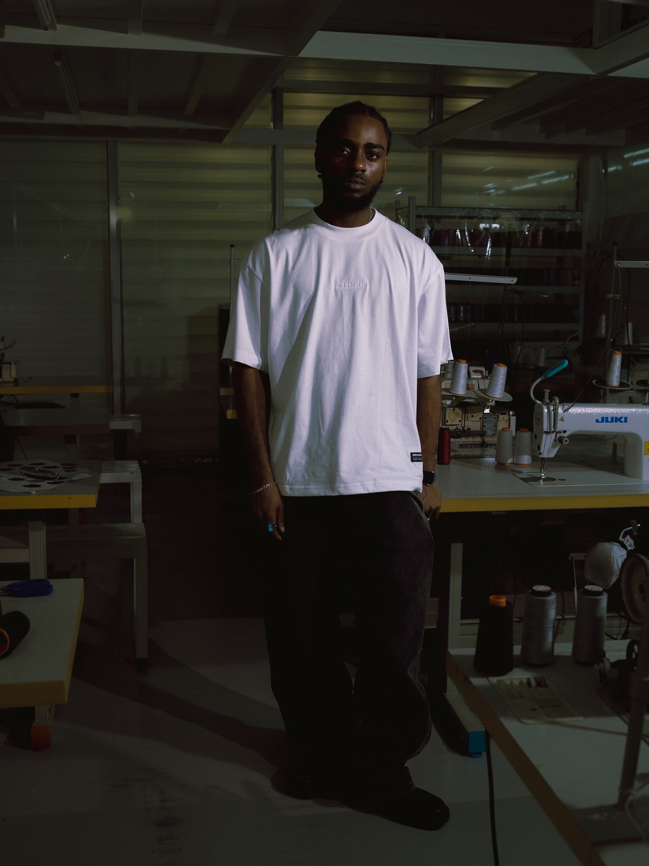 OFFHIGH SHADOW THREAD WHITE TSHIRT (BOXY FIT)