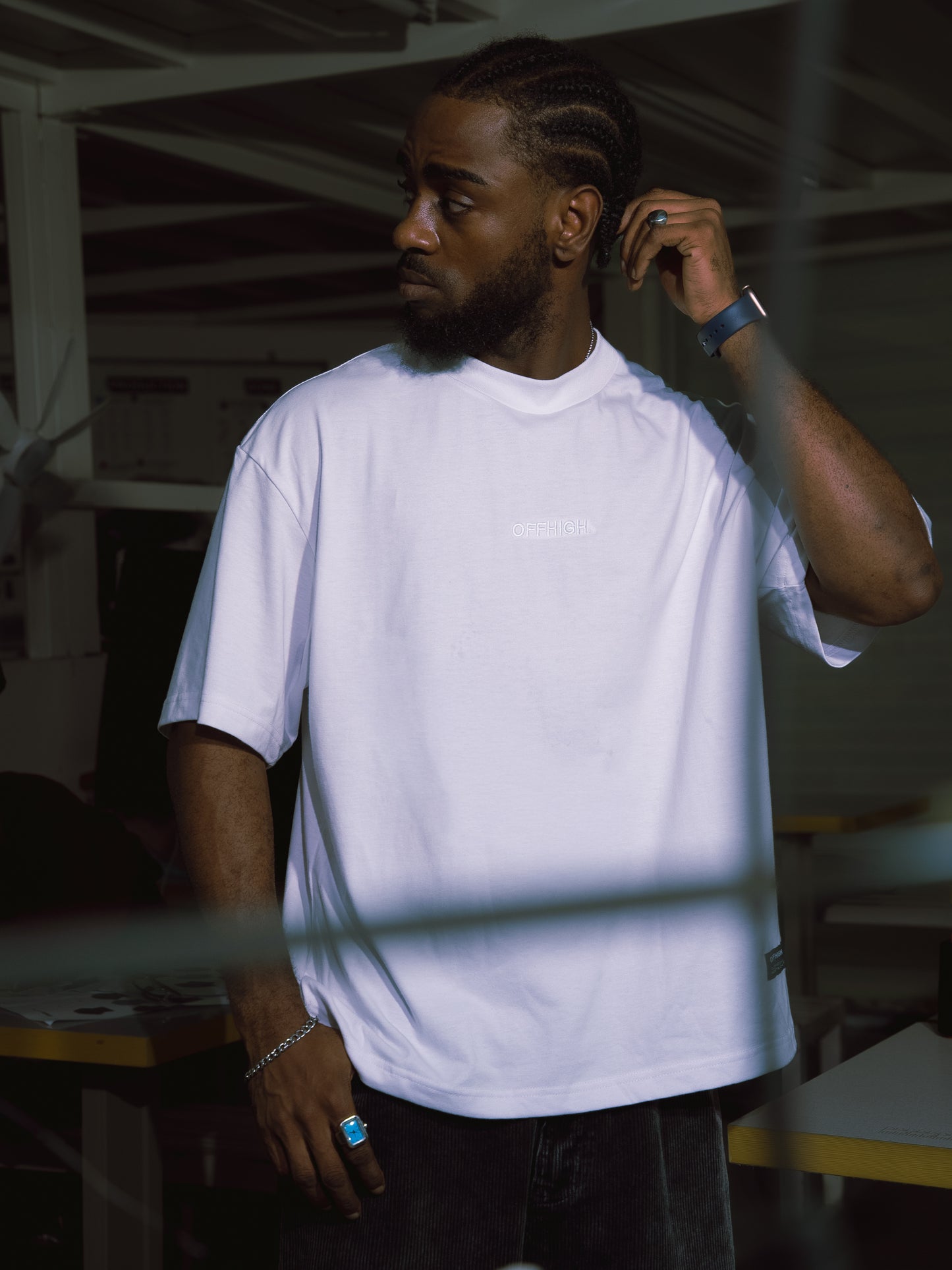 OFFHIGH SHADOW THREAD WHITE TSHIRT (BOXY FIT)