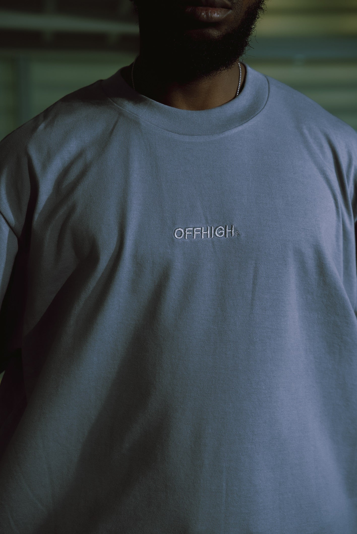 OFFHIGH SHADOW THREAD GRAY TSHIRT (BOXY FIT)