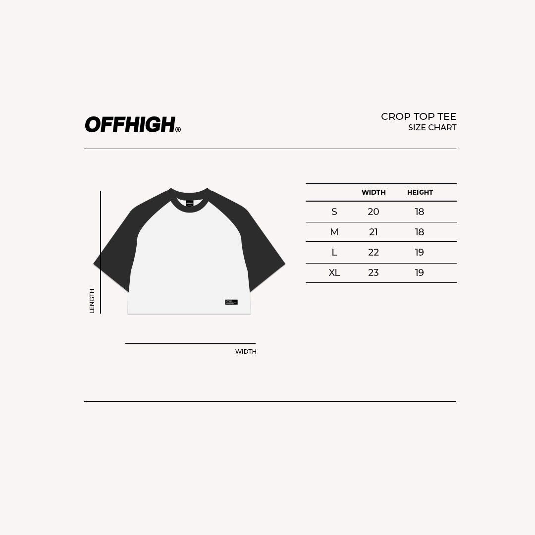 OFFHIGH RAGLAN CHARCOAL CROP TSHIRT