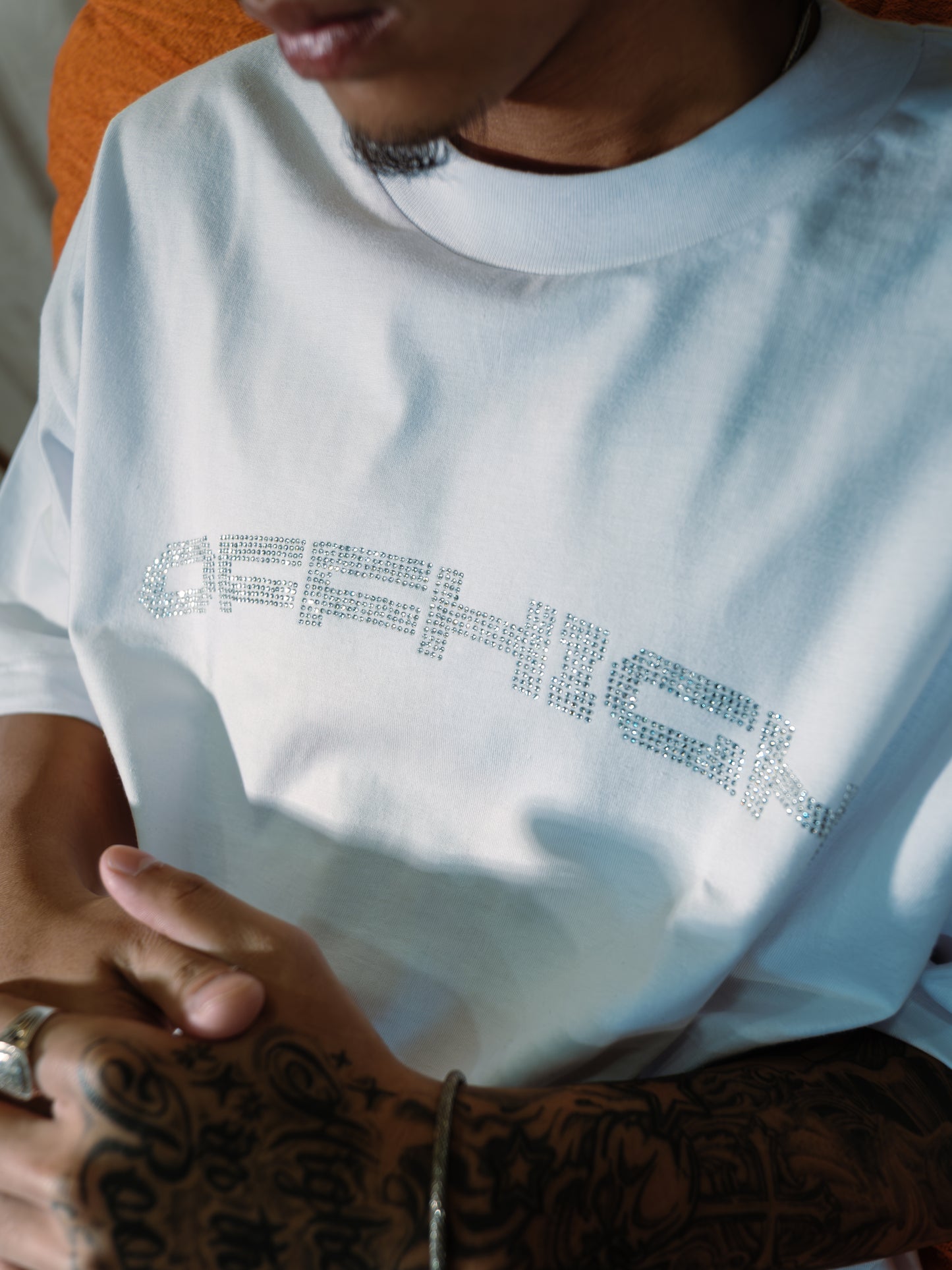 OFFHIGH RHINESTONES WHITE TSHIRT
