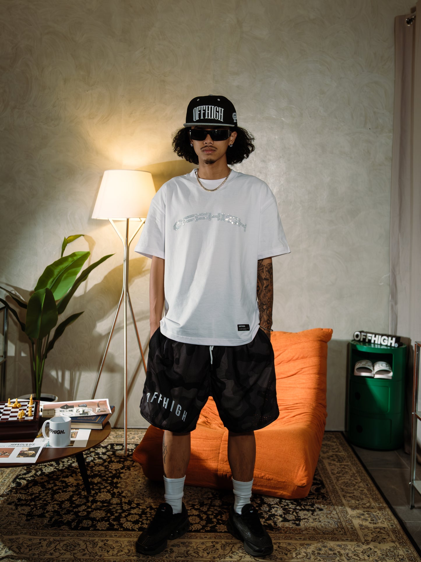 OFFHIGH RHINESTONES WHITE TSHIRT