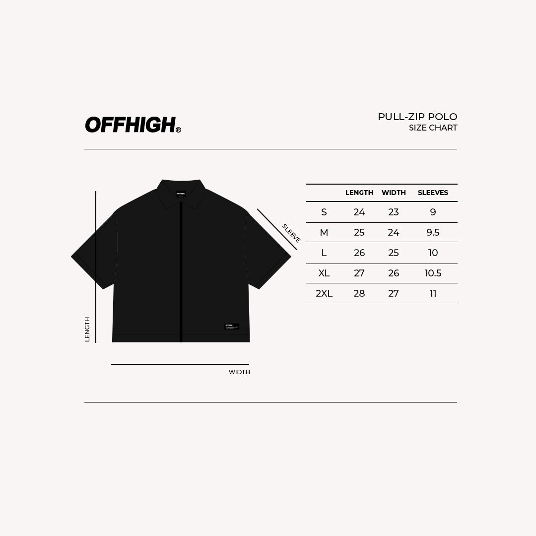 OFFHIGH REVEL FULL ZIP BLACK POLO