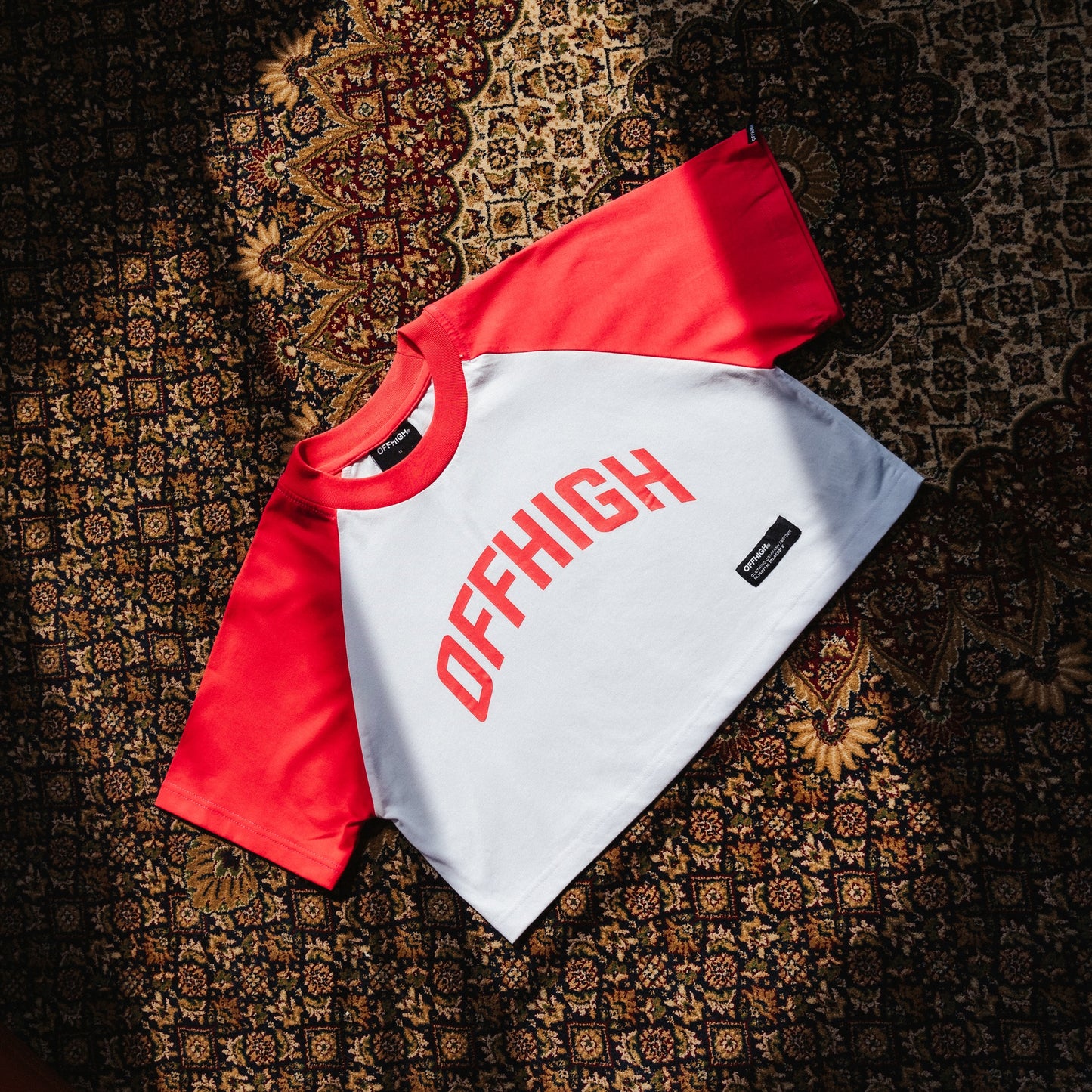 OFFHIGH RAGLAN SALMON CROP TSHIRT