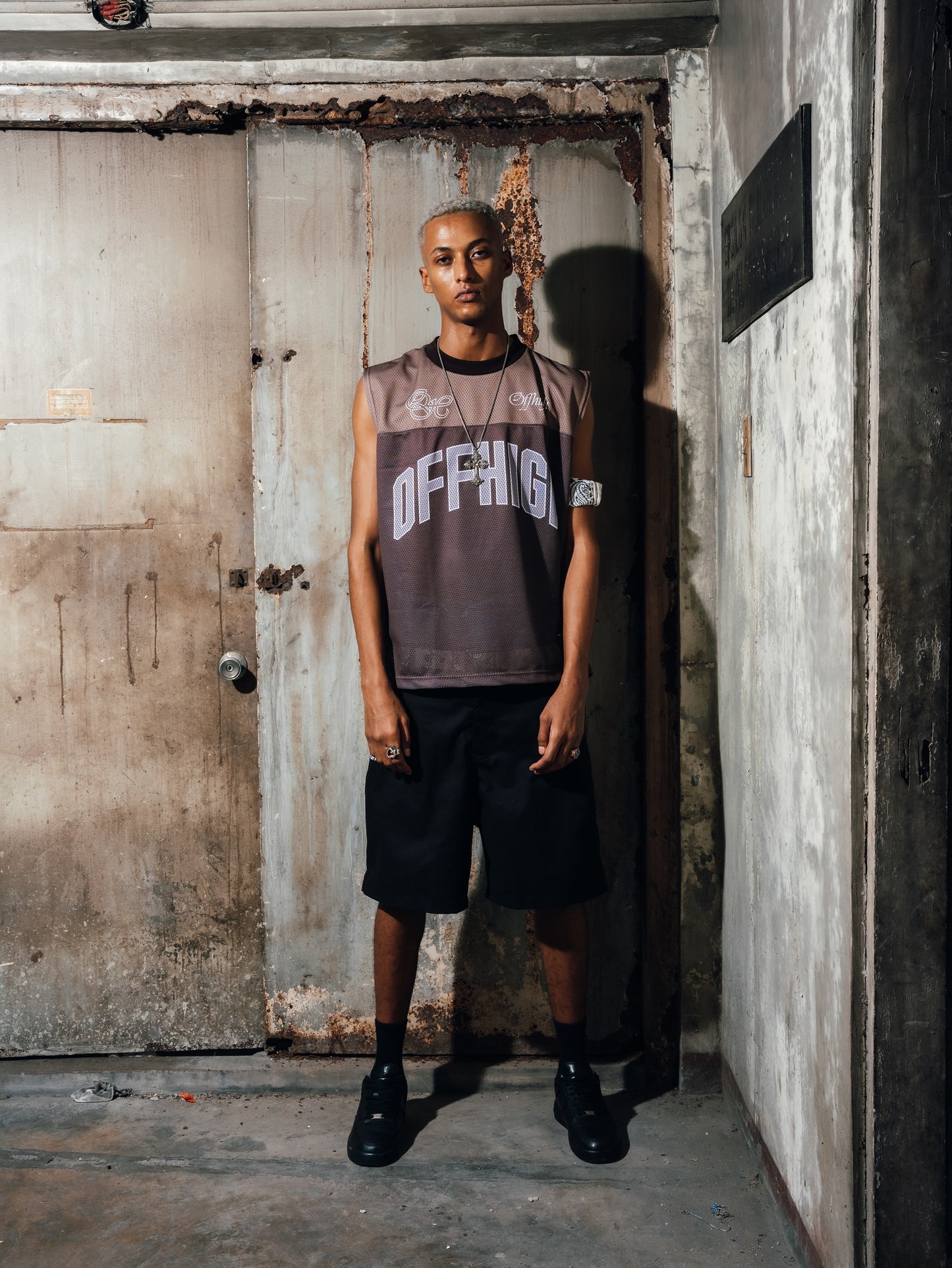 OFFHIGH GAIA BROWN MUSCLE TEE JERSEY