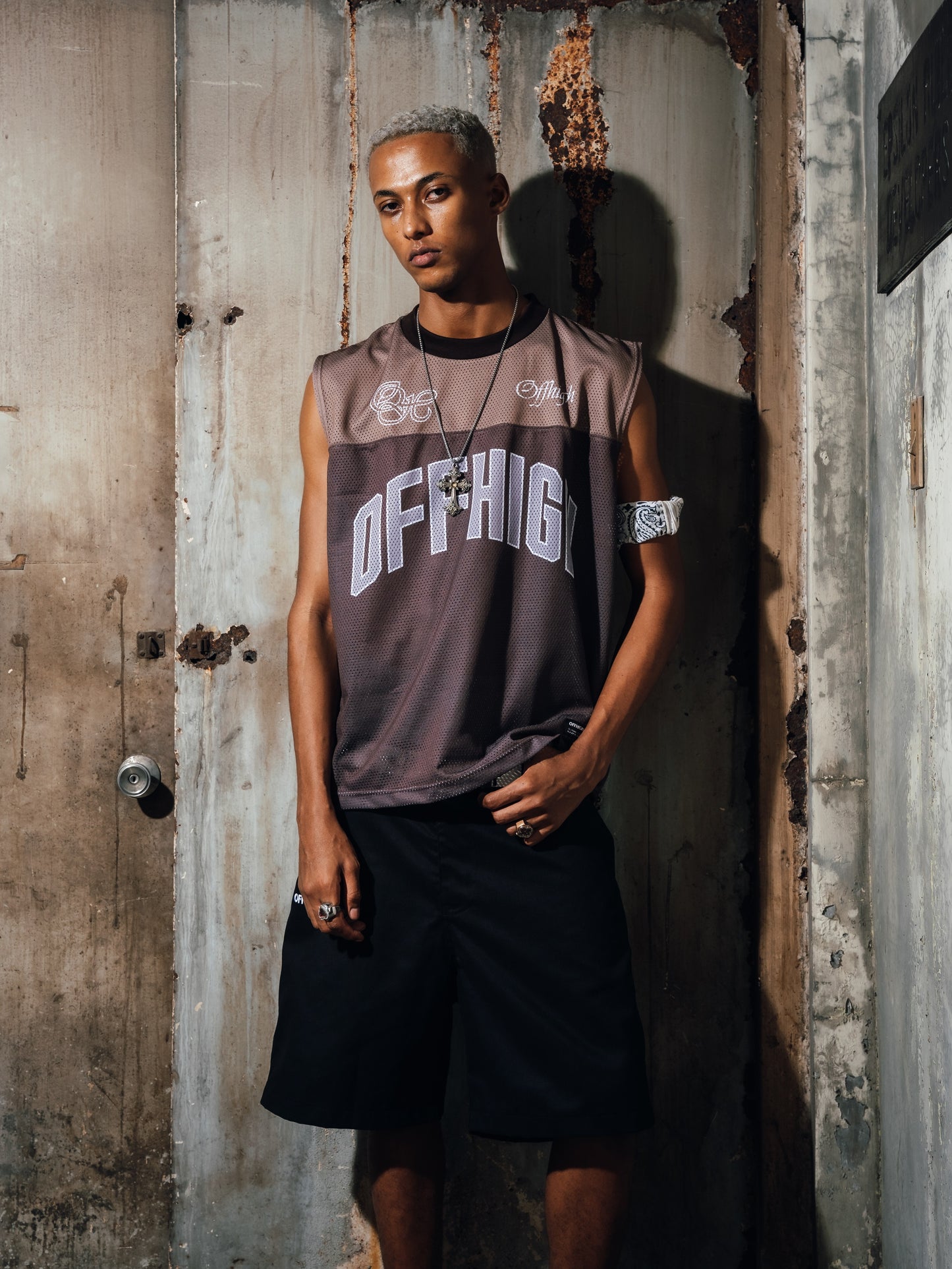 OFFHIGH GAIA BROWN MUSCLE TEE JERSEY