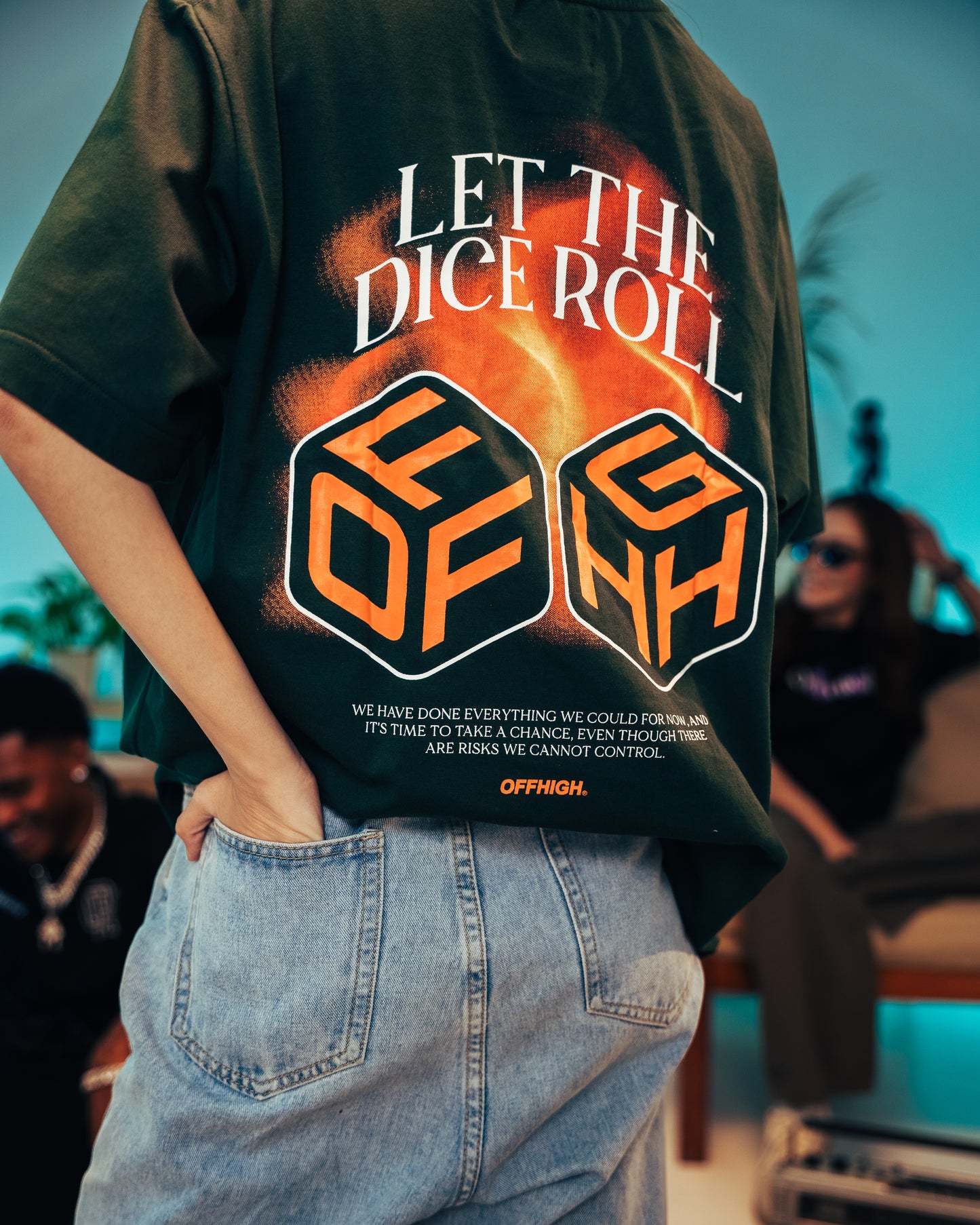 OFFHIGH ROLL THE DICE GREEN TSHIRT