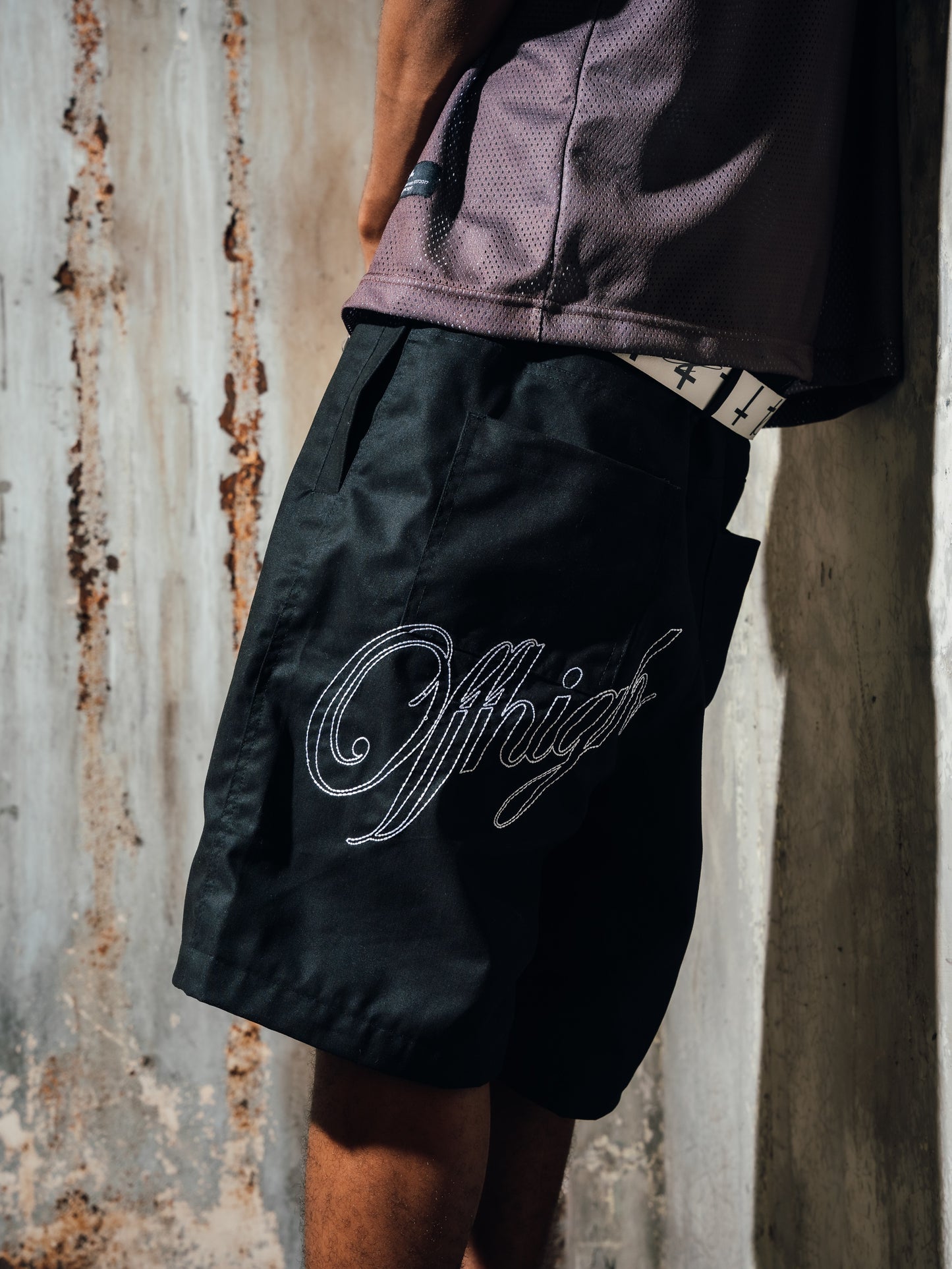 OFFHIGH STITCHY TWILL BLACK SHORT