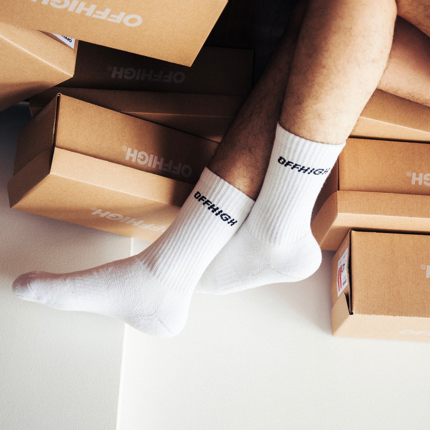 OFFHIGH LOGO WHITE COTTON SOCKS