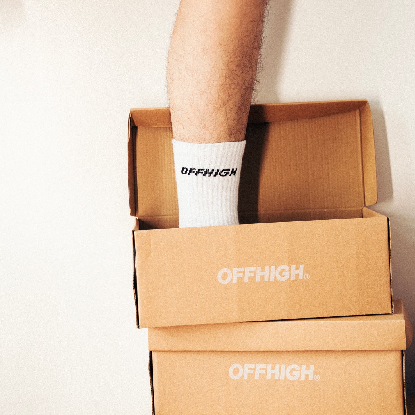 OFFHIGH LOGO WHITE COTTON SOCKS