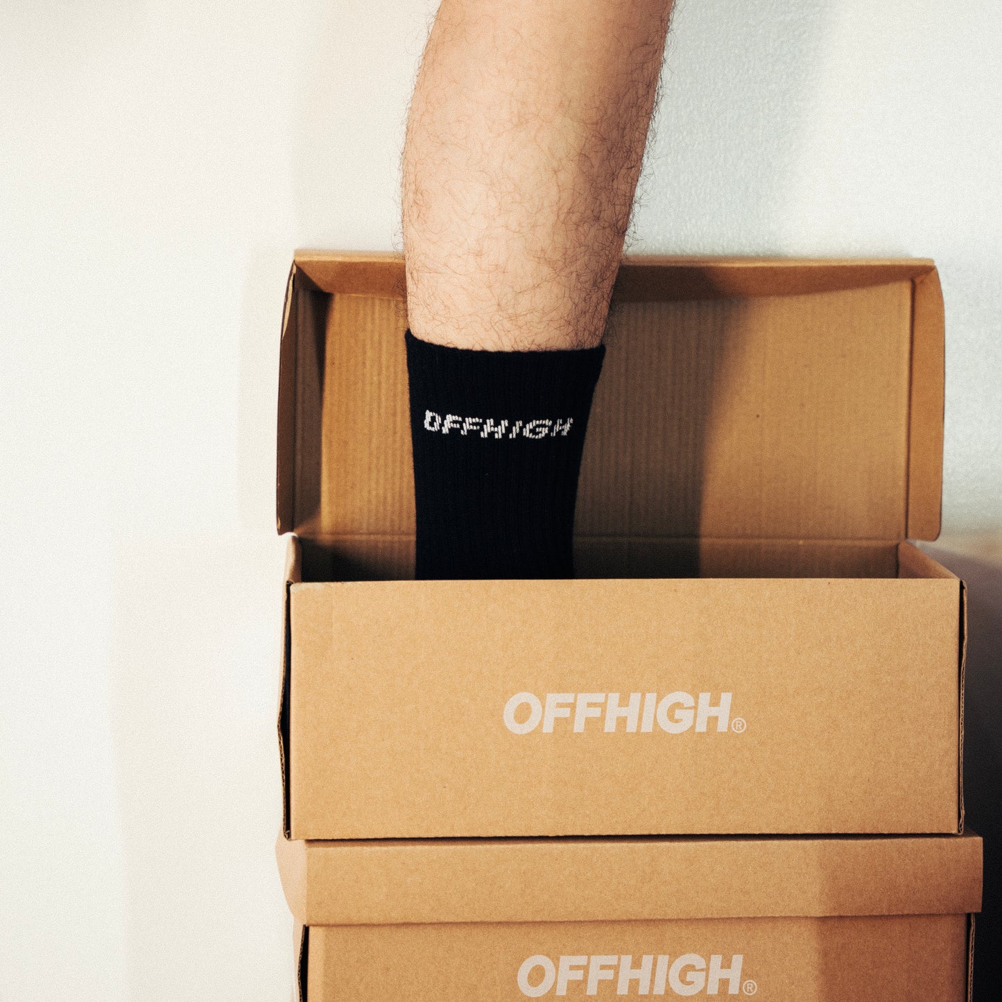 OFFHIGH LOGO BLACK COTTON SOCKS