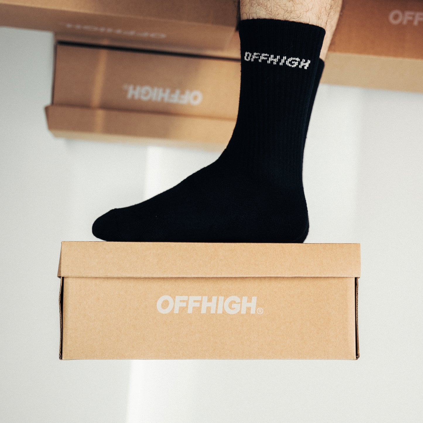 OFFHIGH LOGO BLACK COTTON SOCKS