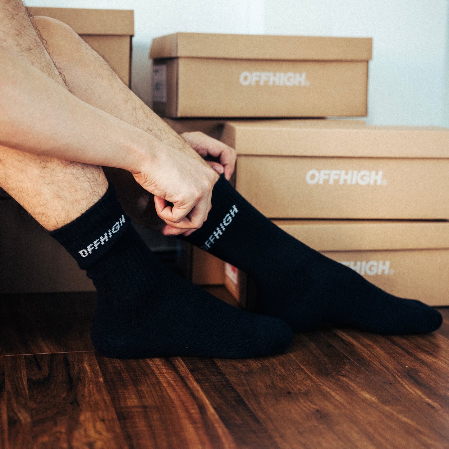 OFFHIGH LOGO BLACK COTTON SOCKS