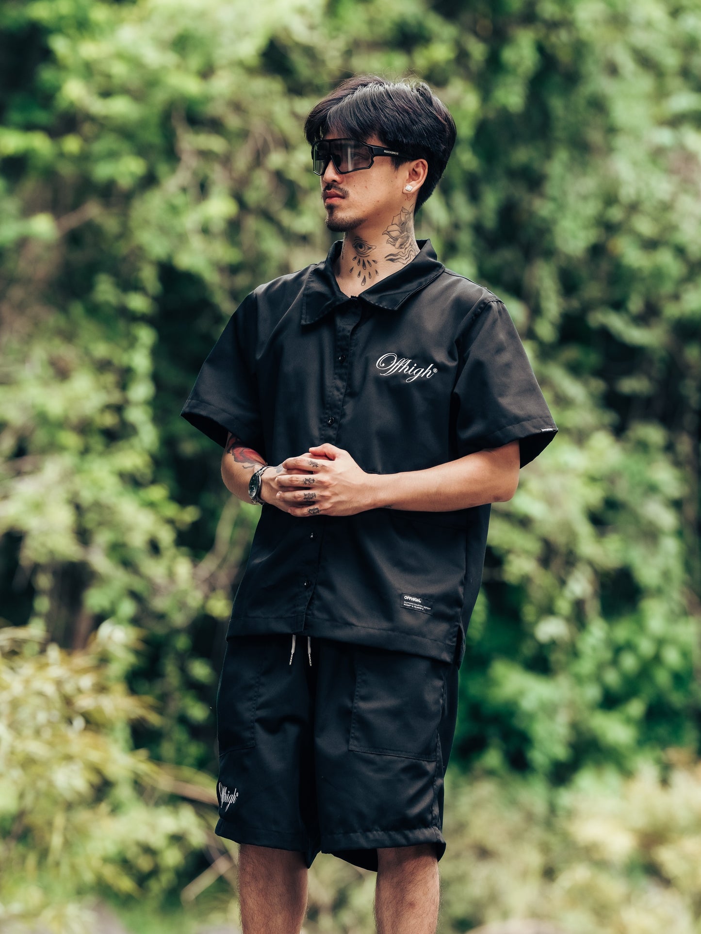 OFFHIGH RANGE BLACK BUTTON UP POLO