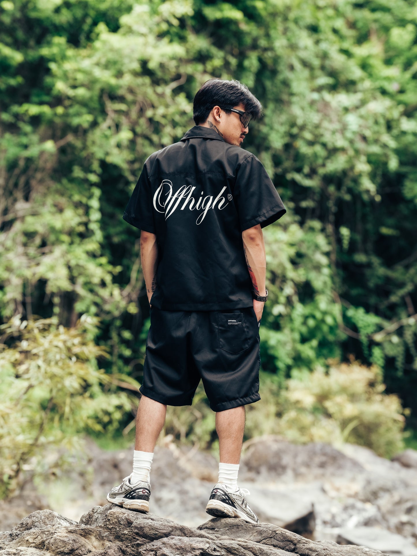 OFFHIGH RANGE BLACK BUTTON UP POLO