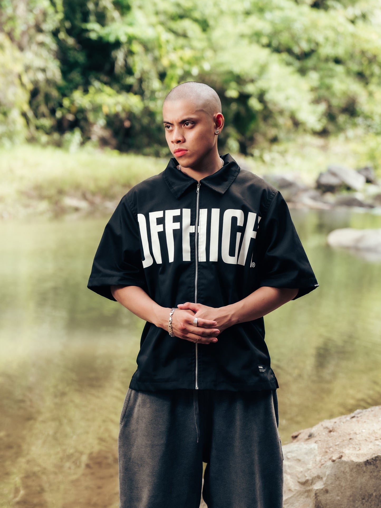 OFFHIGH REVEL FULL ZIP BLACK POLO