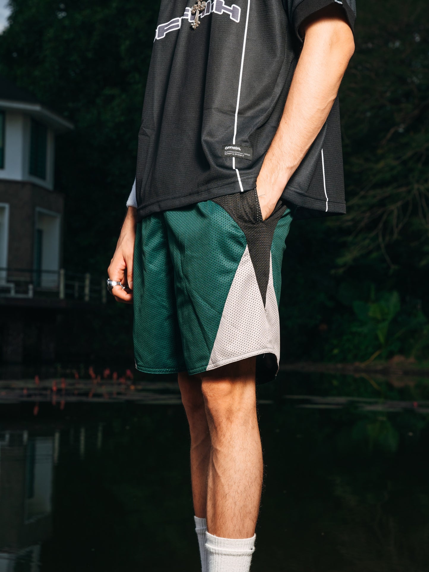 OFFHIGH OXY GREEN MESH SHORT