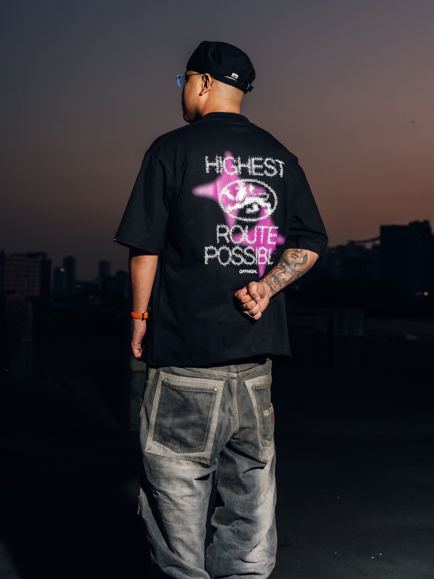 OFFHIGH ROUTE BLACK TSHIRT