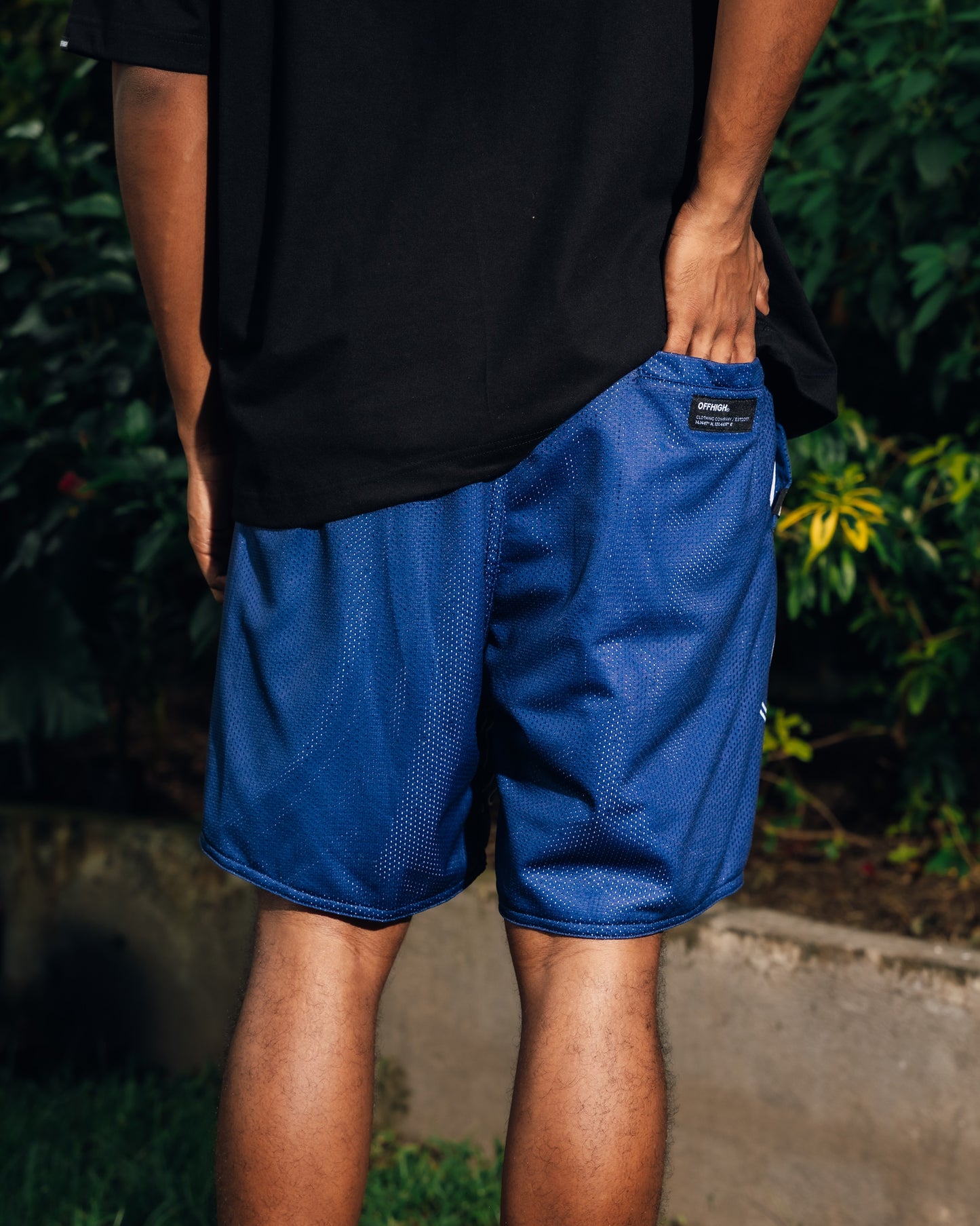 OFFHIGH SCRIPT NAVY BLUE MESH SHORT (NEW FIT)